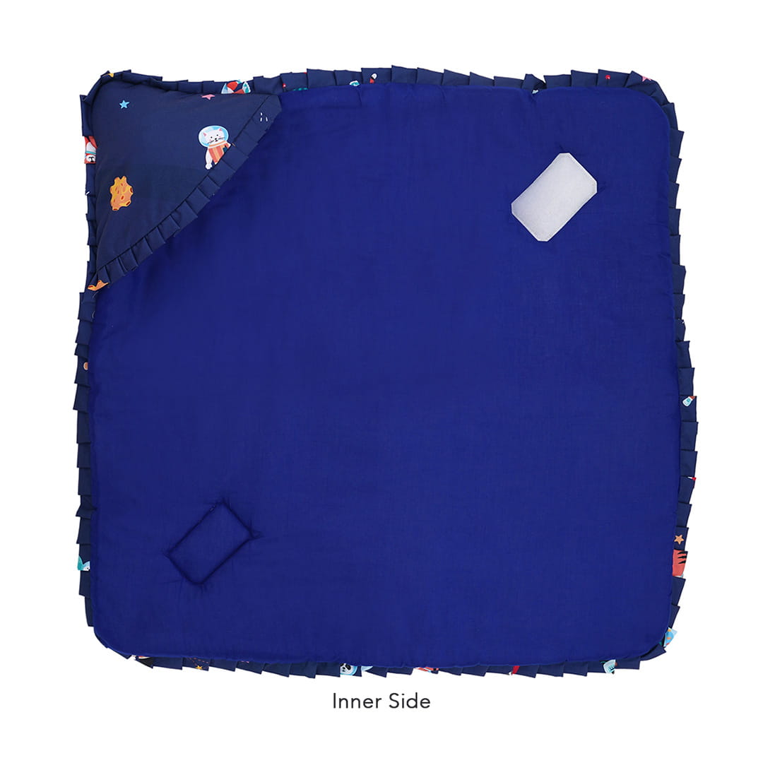 Baby Moo Space Premium Quilted Hood Wrapper - Blue - Baby Moo