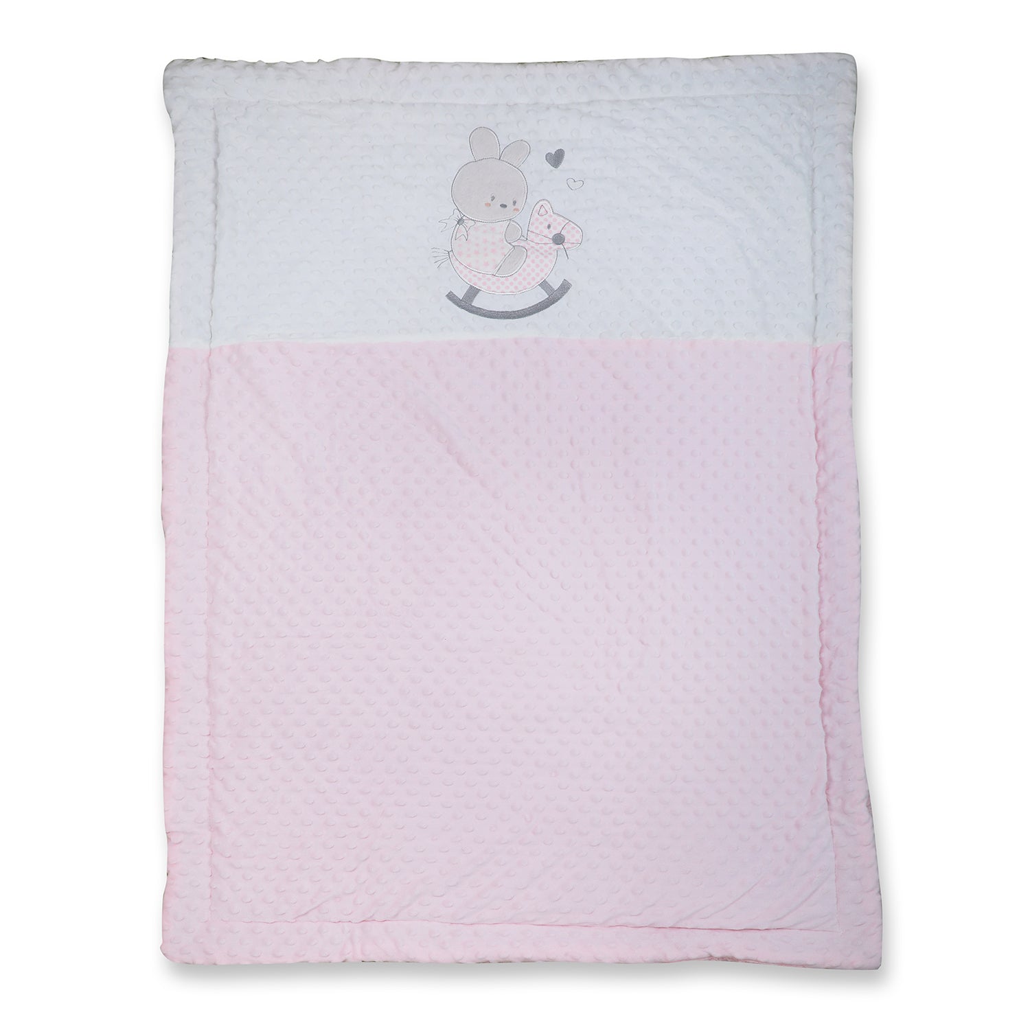 Baby Moo Bear In Pram Snuggly Bubble Blanket - Pink - Baby Moo