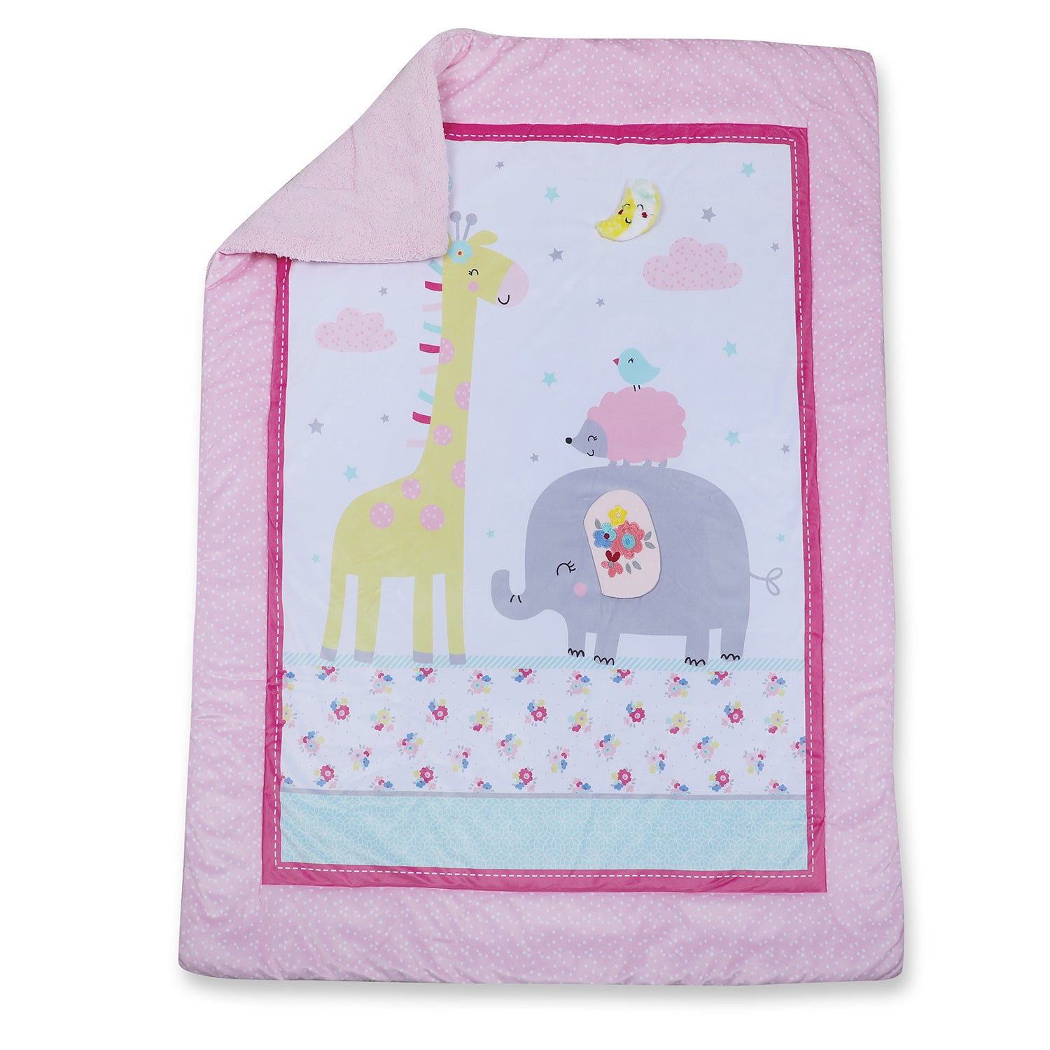 Baby Moo Cute Animals Soft Fur Blanket - Pink - Baby Moo