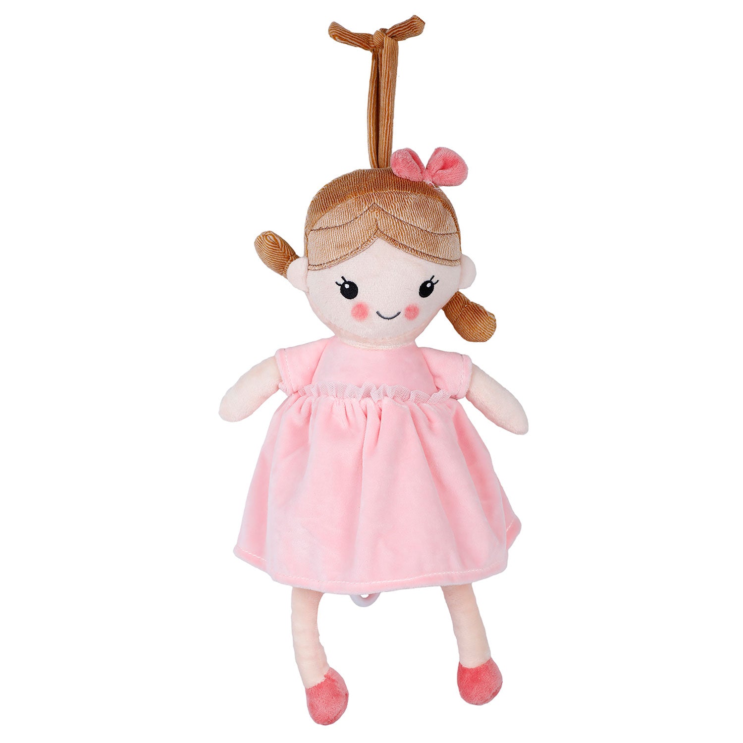 Baby Moo Chubby Doll Hanging Musical Pulling Toy Doll - Pink
