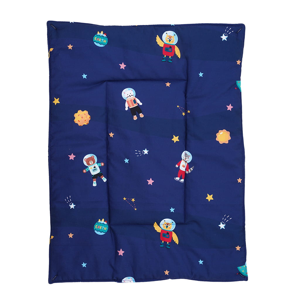 Baby Moo Spaceship 3 Quilted Cotton And 1 Attachable Waterproof Diaper Changing Sheet Set - Blue - Baby Moo