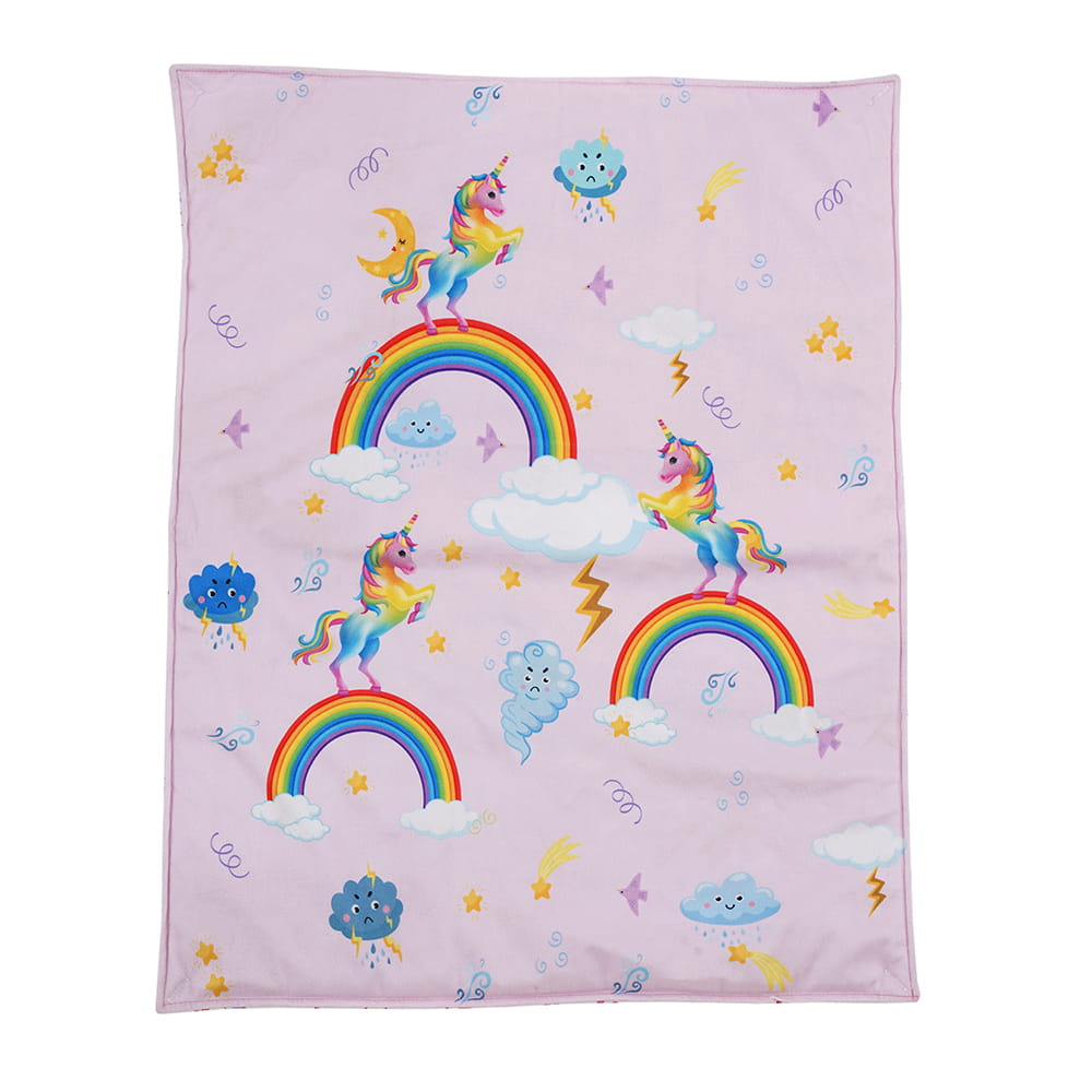 Baby Moo Unicorn 3 Velvet And 1 Waterproof Diaper Changing Sheet Set - Pink