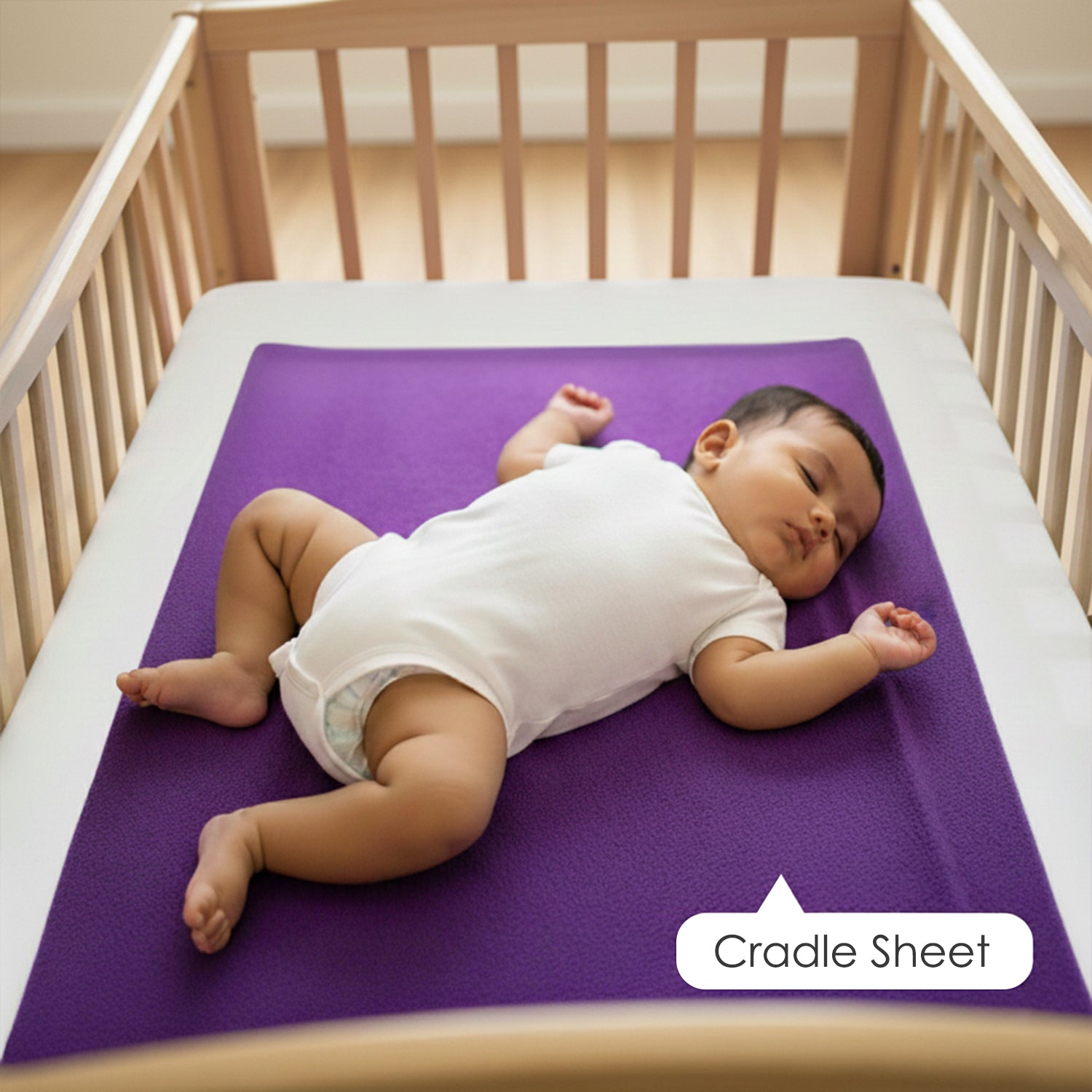 Baby Moo Plain Changeable Dry Sheet Water-resistant Bed Protector -Amethyst