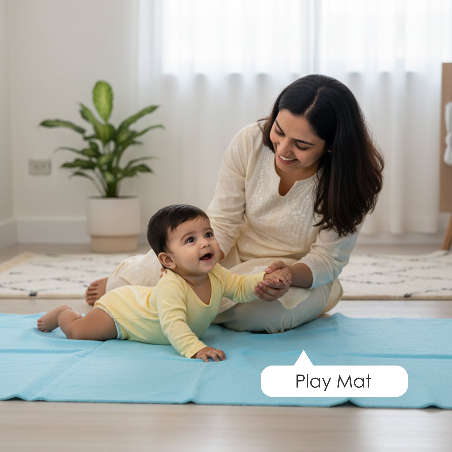 Baby Moo Plain Changeable Dry Sheet Water-resistant Bed Protector - Blue