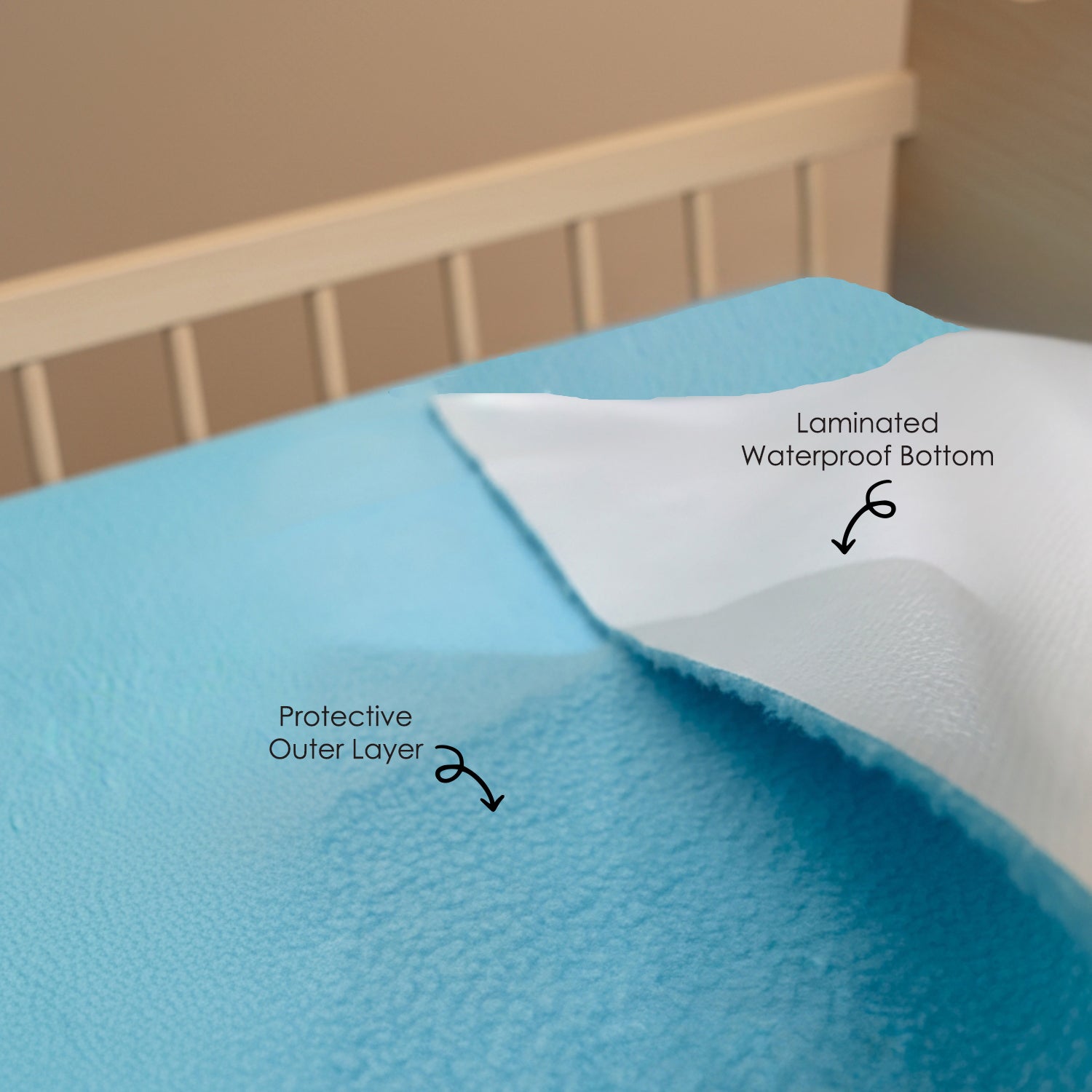 Baby Moo Plain Changeable Dry Sheet Water-resistant Bed Protector - Blue