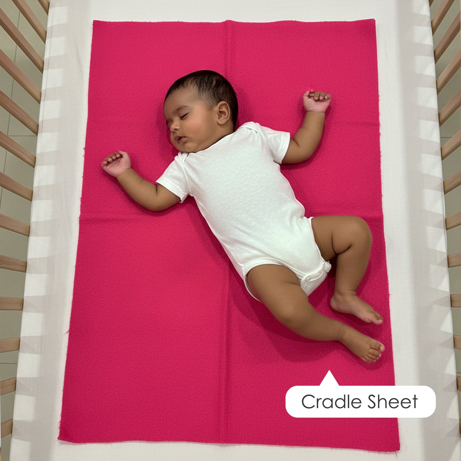 Baby Moo Plain Changeable Dry Sheet Water-resistant Bed Protector - Dark Pink