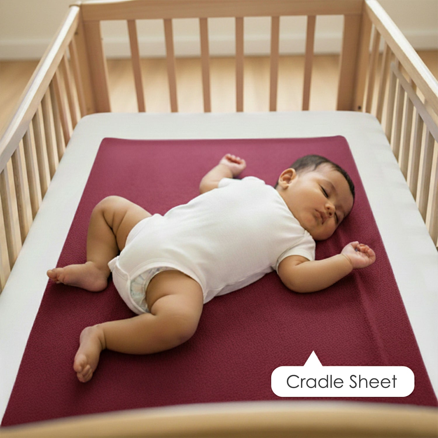 Baby Moo Plain Changeable Dry Sheet Water-resistant Bed Protector Pack Of 2 - Maroon, Amethyst