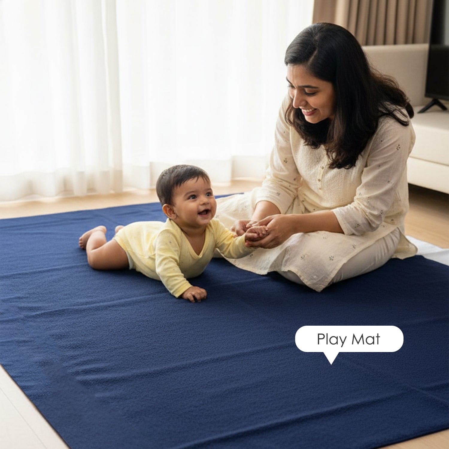 Baby Moo Plain Changeable Dry Sheet Water-resistant Bed Protector - Navy Blue