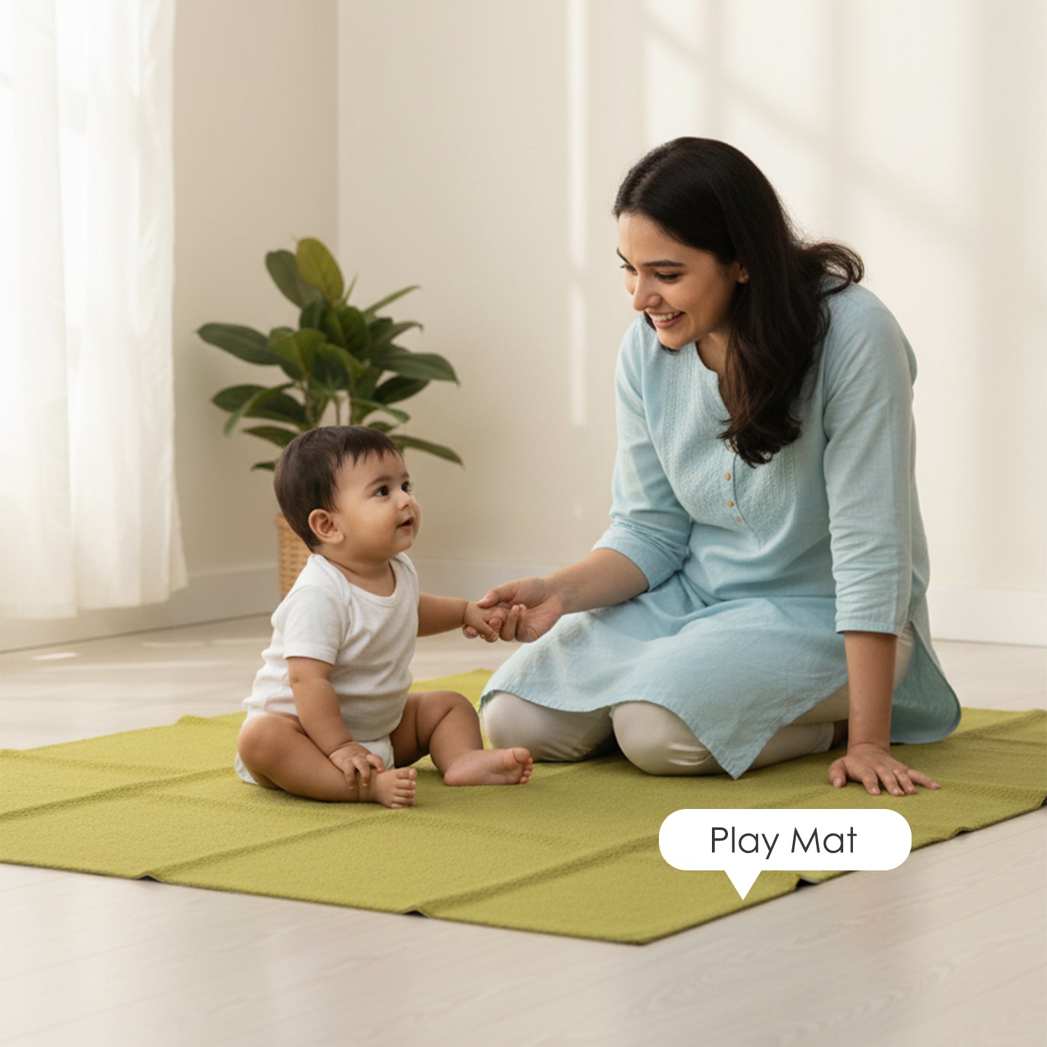Baby Moo Plain Changeable Dry Sheet Water-resistant Bed Protector - Olive Green
