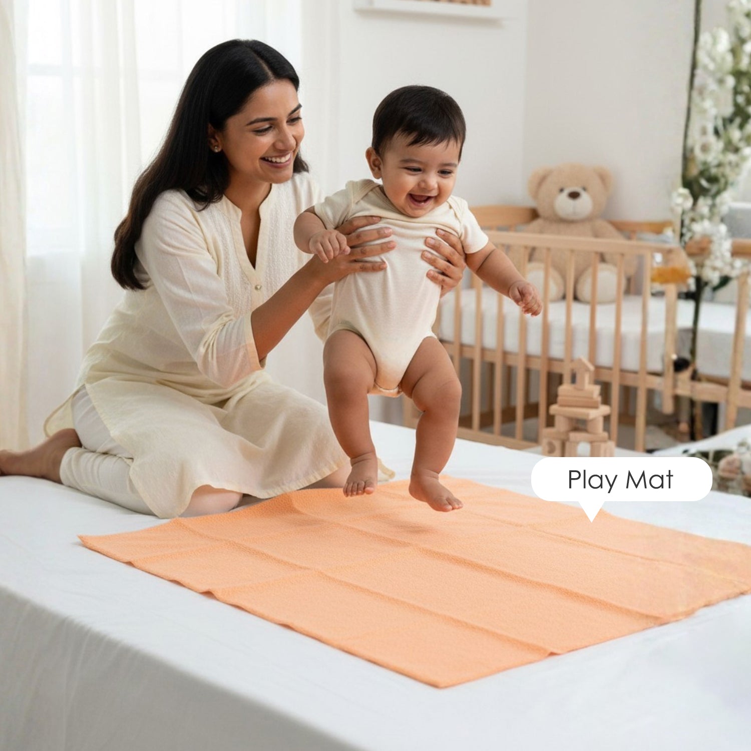 Baby Moo Plain Changeable Dry Sheet Water-resistant Bed Protector Pack Of 2 - Orange, Blue