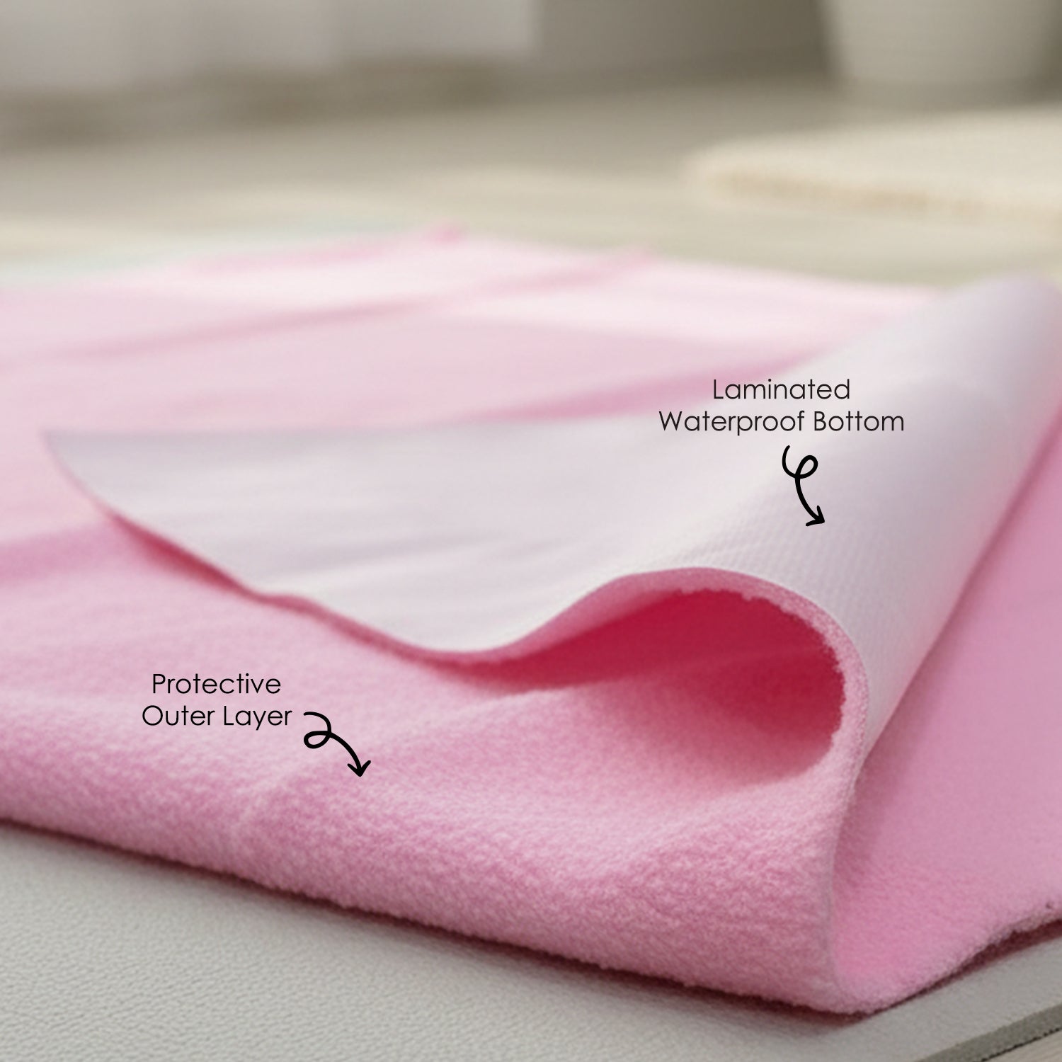 Baby Moo Plain Changeable Dry Sheet Water-resistant Bed Protector - Pink