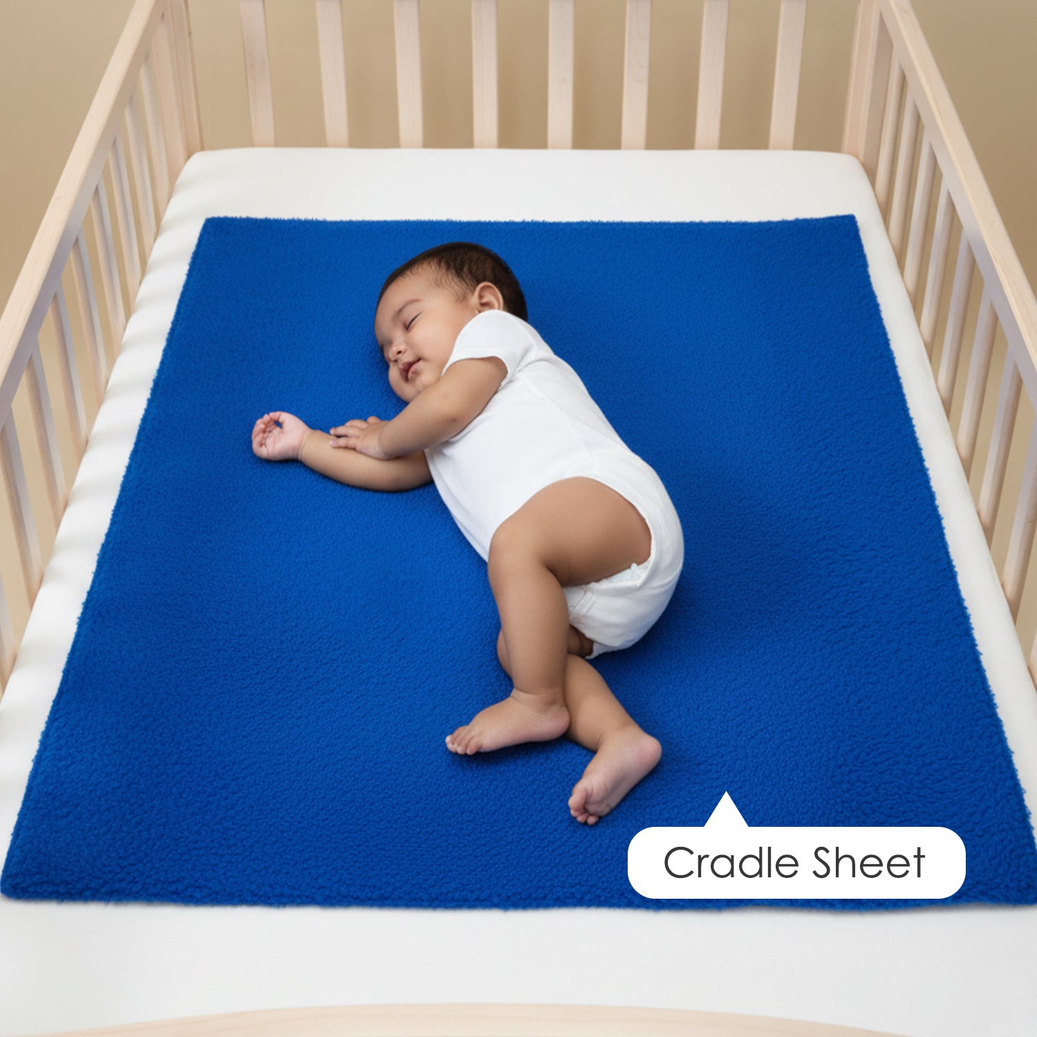 Baby Moo Plain Changeable Dry Sheet Water-resistant Bed Protector - Royal Blue