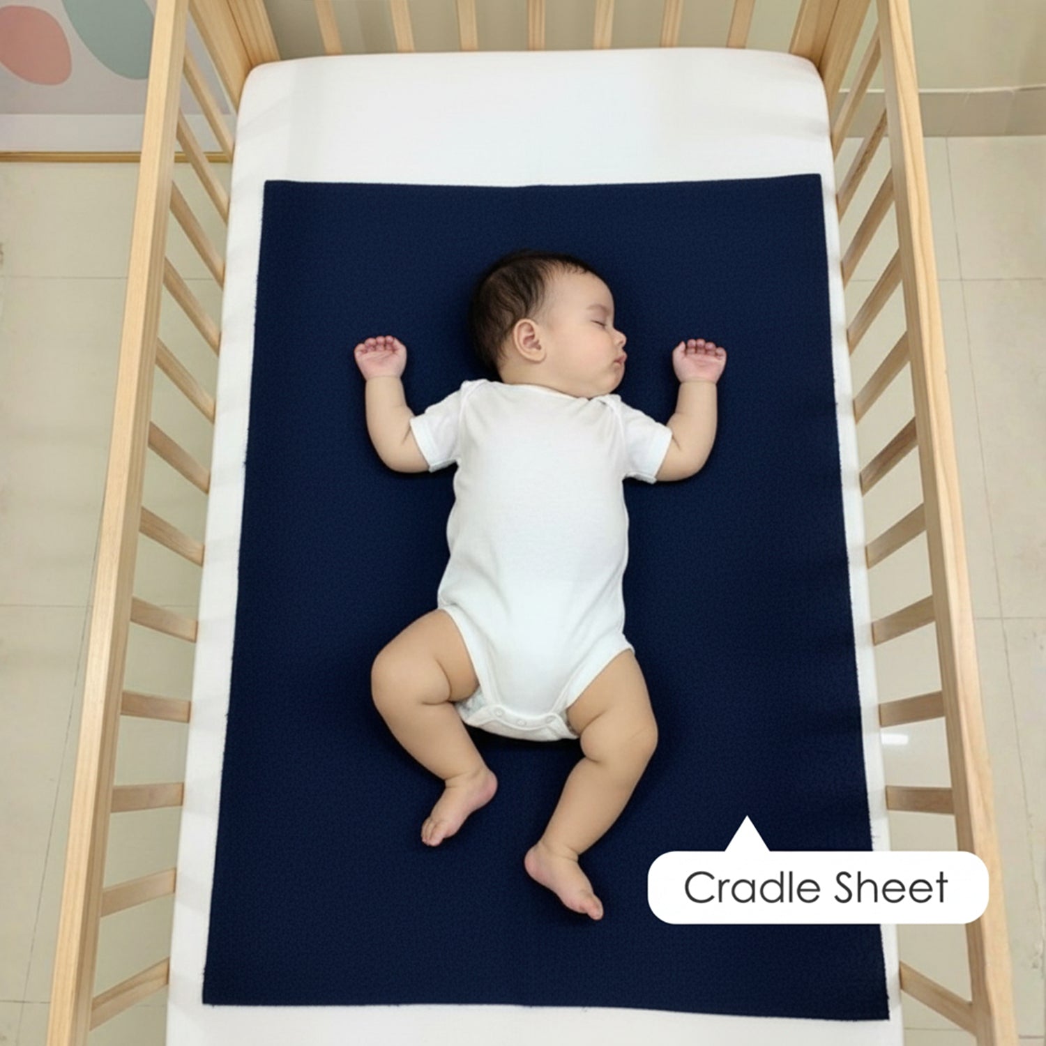 Baby Moo Plain Changeable Dry Sheet Water-resistant Bed Protector Pack Of 2 - Sea Green, Navy Blue