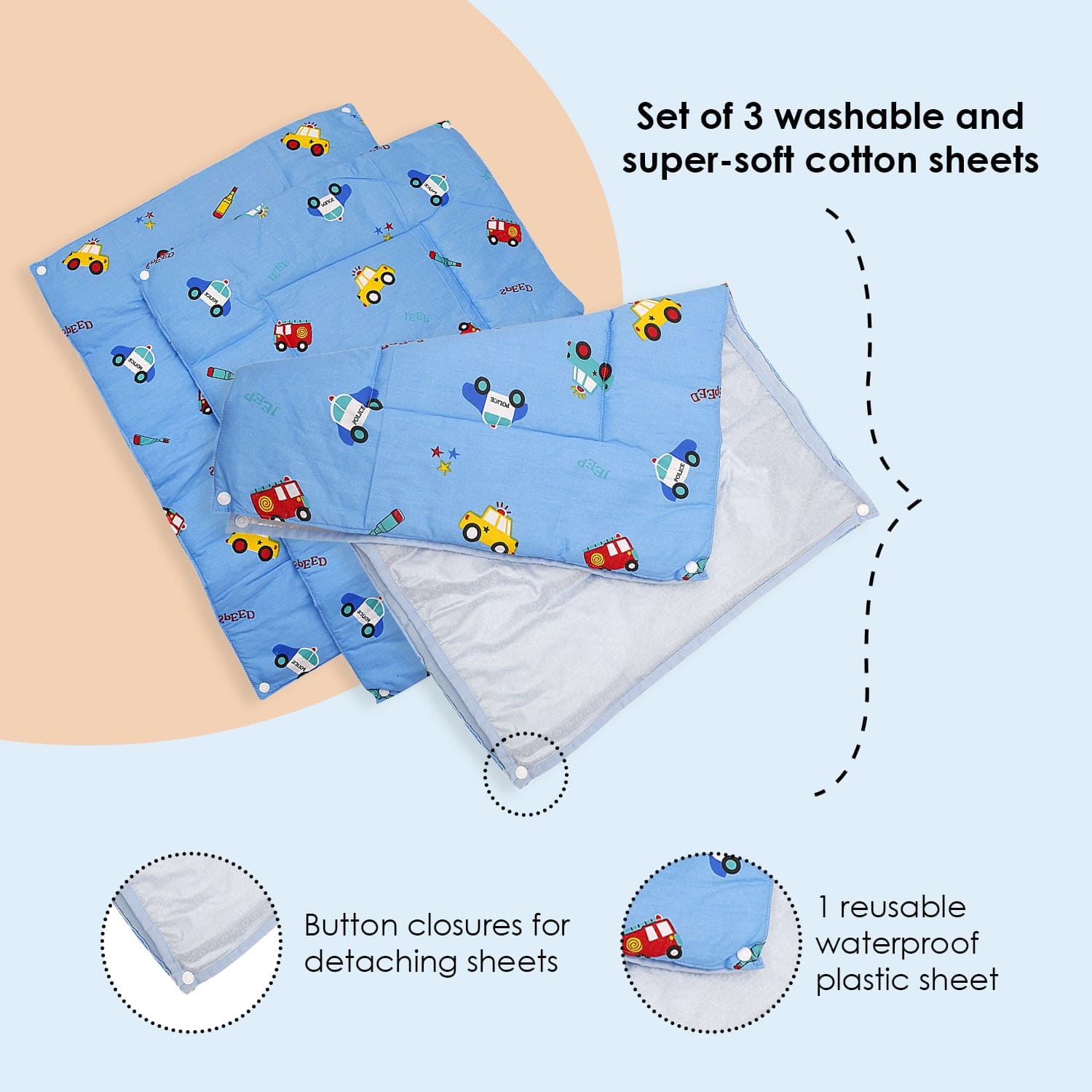 Waterproof Changing Sheet Set Catch Me If You Can Blue