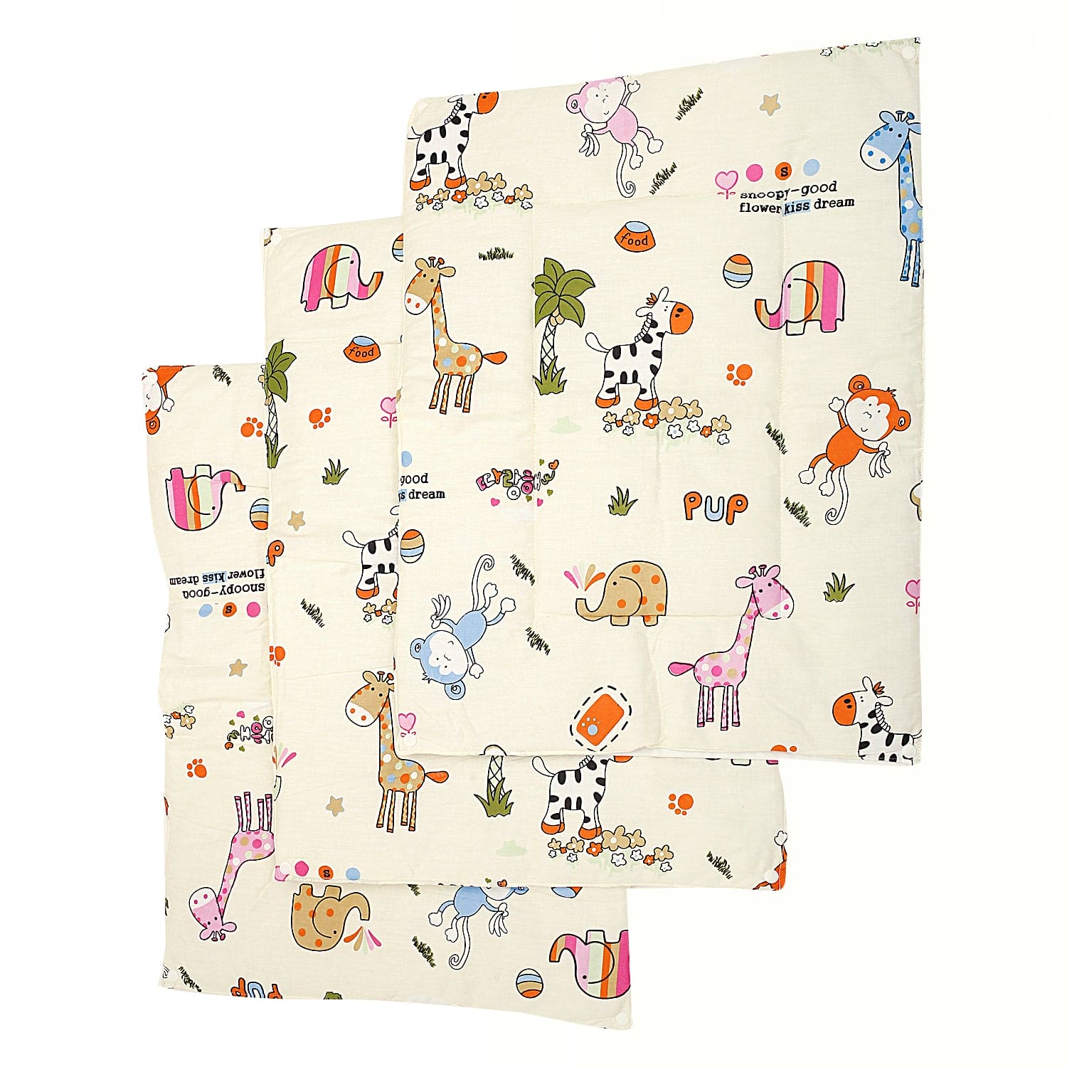 Waterproof Changing Sheet Set I Love Animals Cream