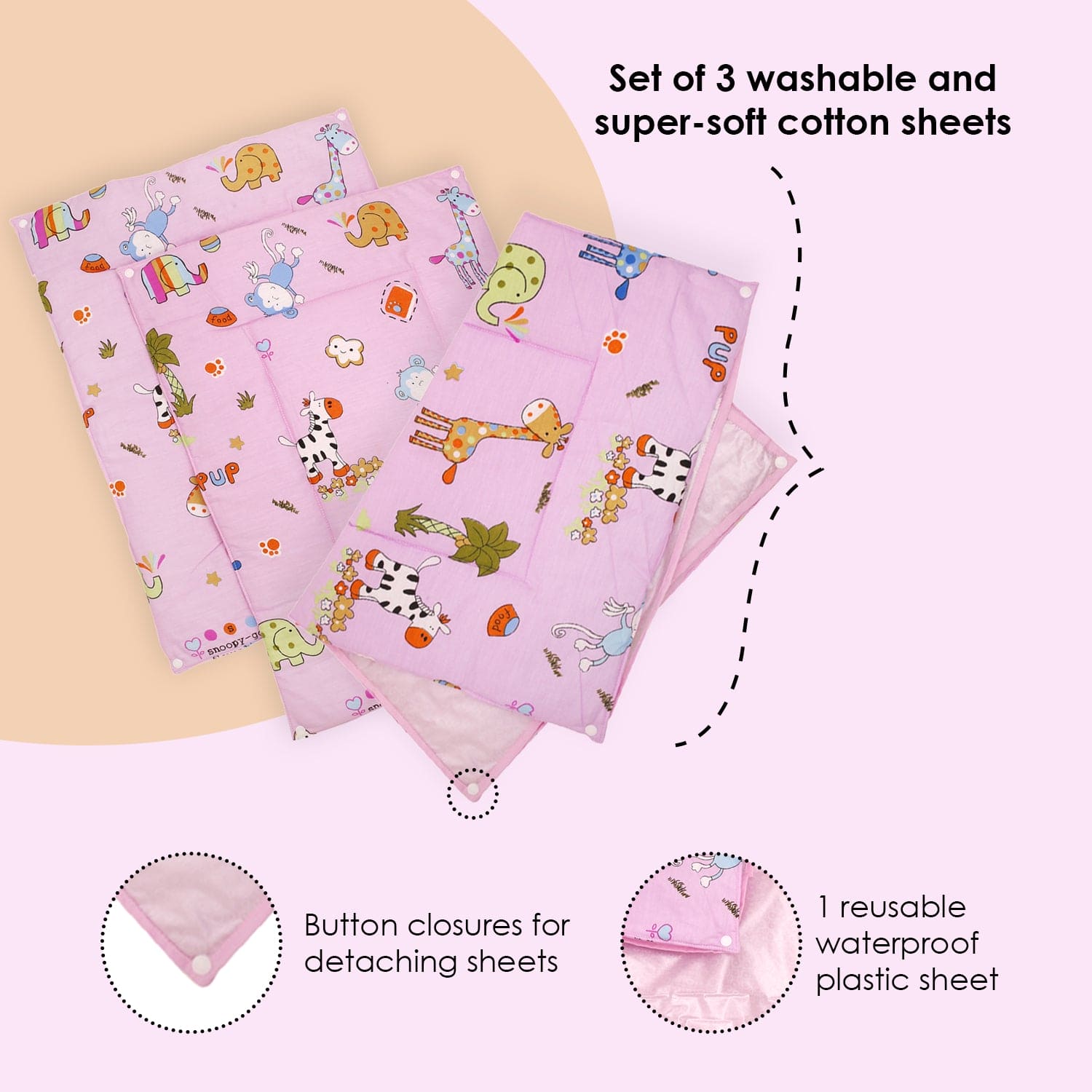 Waterproof Changing Sheet Set Savanna Ooh Na Na Pink