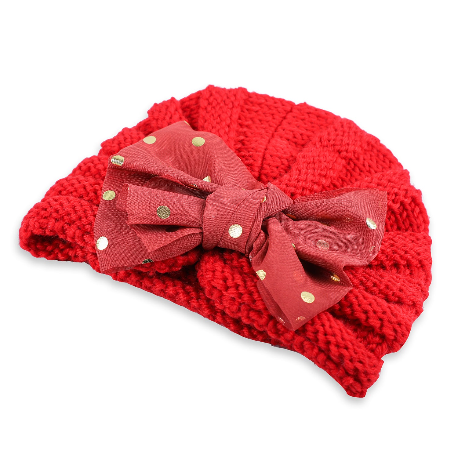 Baby Moo Partywear Sequence Bow 2 Pack Turban Caps - Red And Grey - Baby Moo