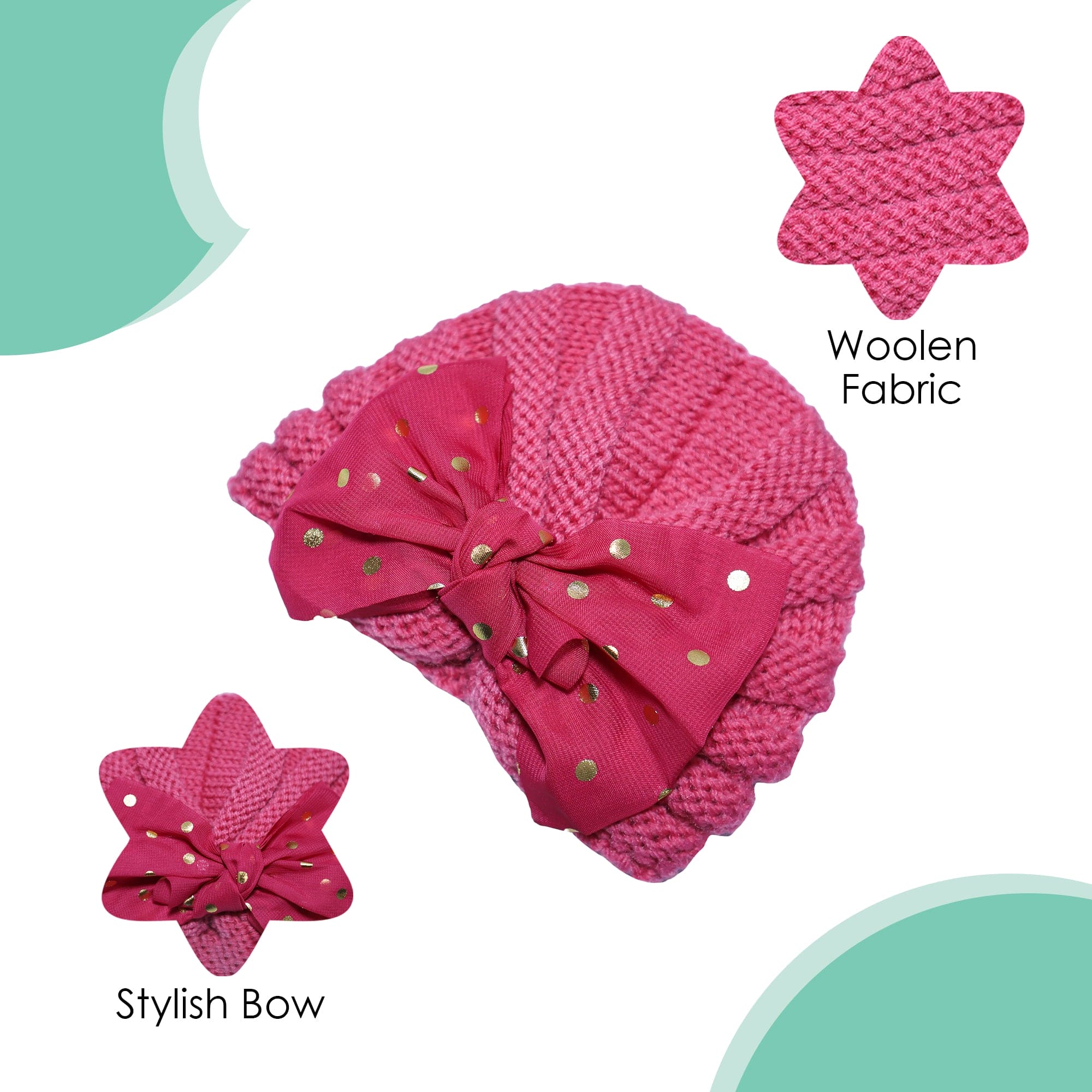 Baby Moo Partywear Sequence Bow 2 Pack Turban Caps - Pink And Blue