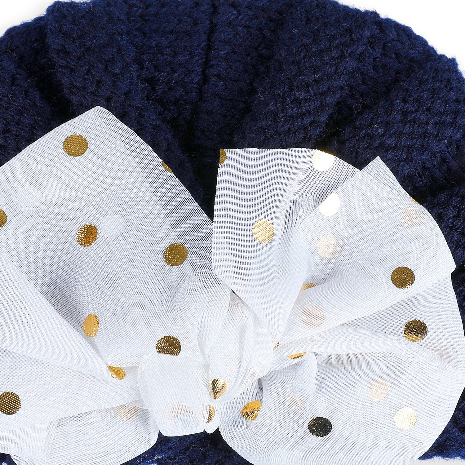 Baby Moo Partywear Sequence Bow 2 Pack Turban Caps - Brown And Navy Blue - Baby Moo