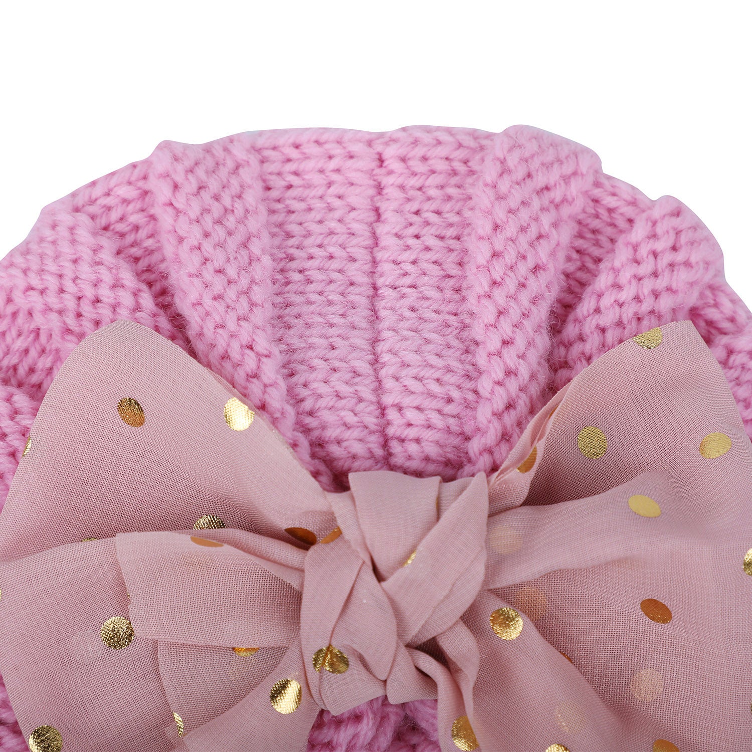Baby Moo Partywear Sequence Bow 2 Pack Turban Caps - Black And Pink - Baby Moo