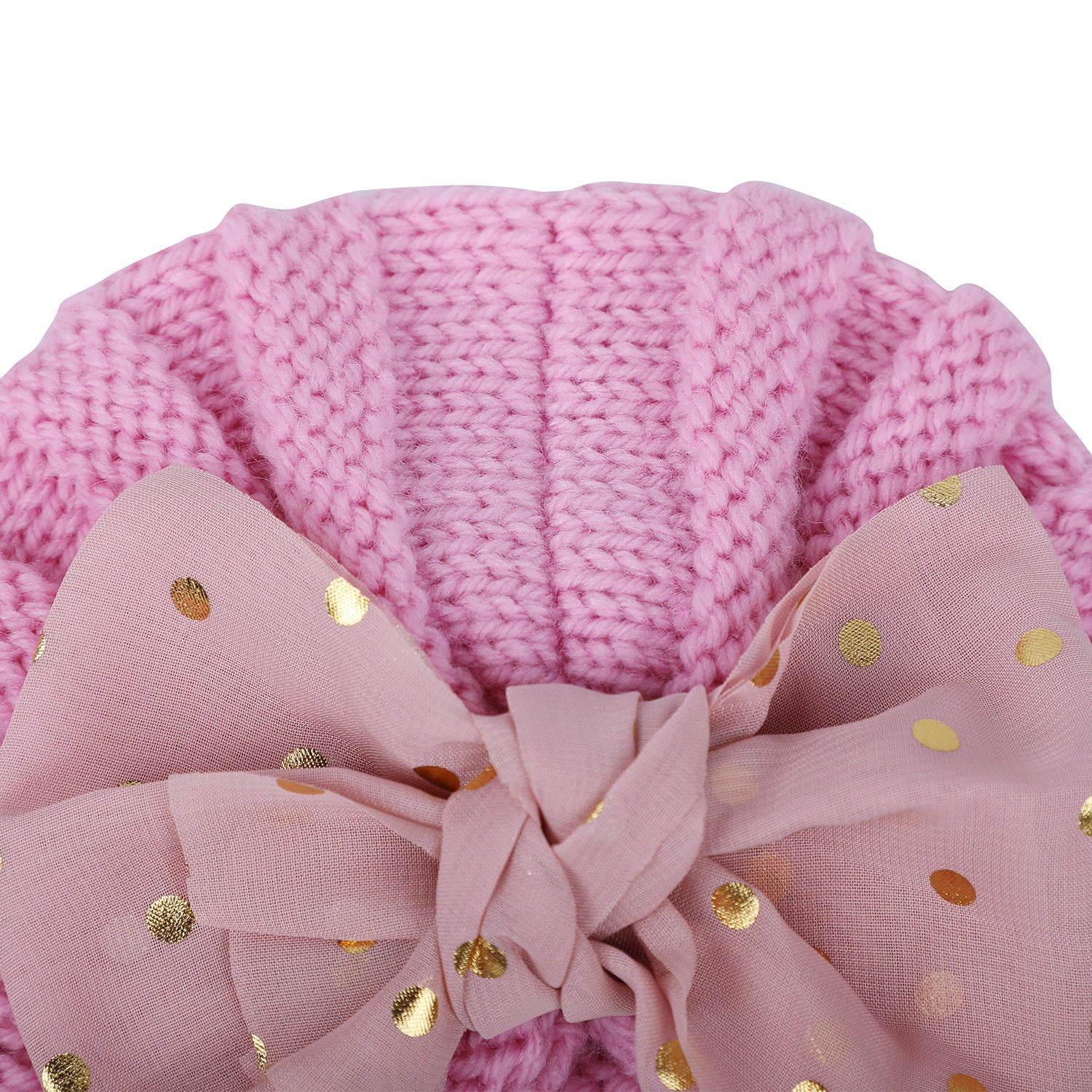 Baby Moo Partywear Sequence Bow 2 Pack Turban Caps - Black And Pink