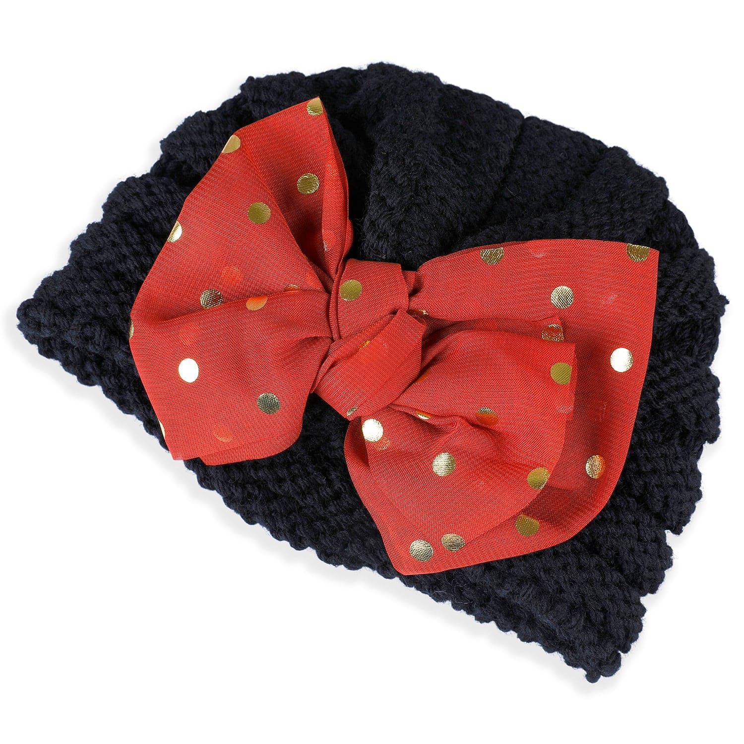 Baby Moo Partywear Sequence Bow 2 Pack Turban Caps - Black And Pink