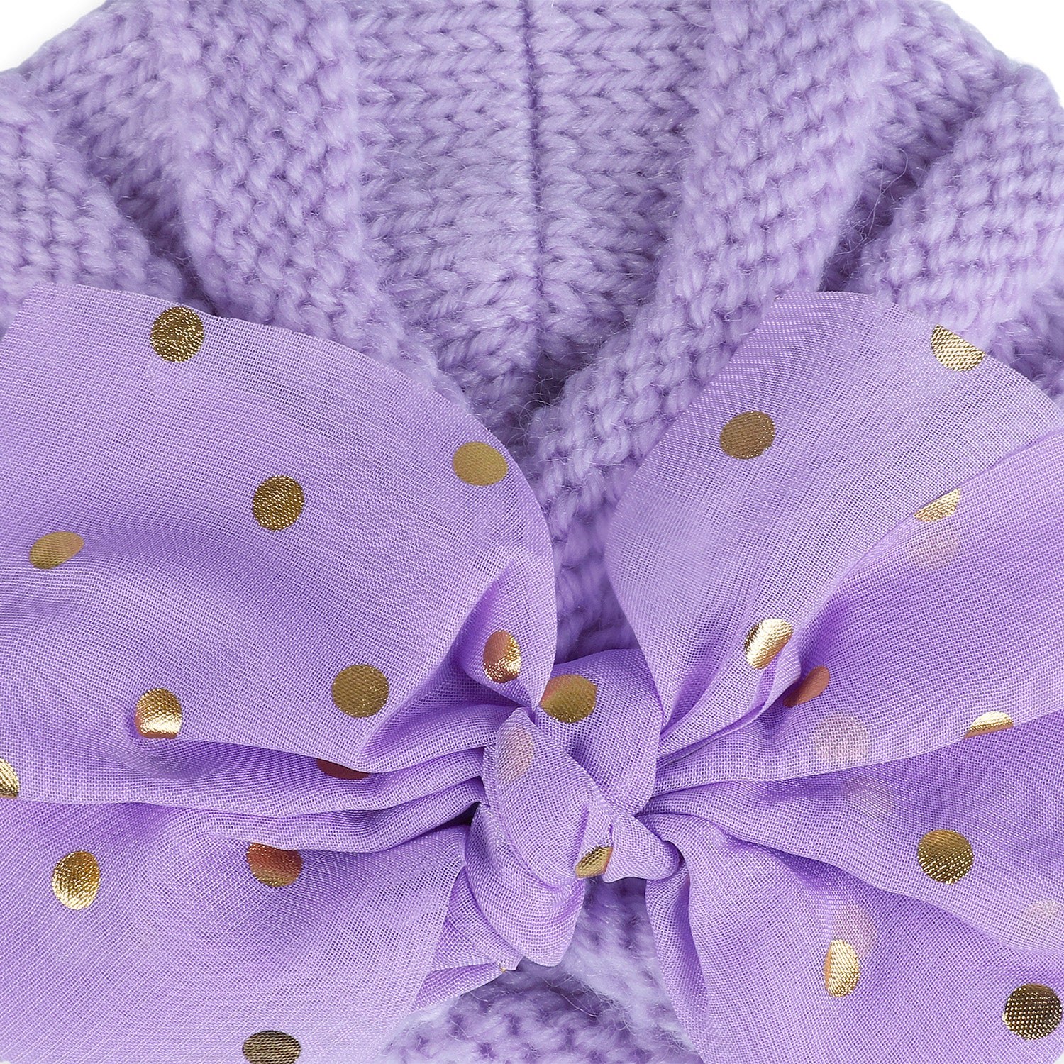 Baby Moo Partywear Sequence Bow 2 Pack Turban Caps - Lilac And White - Baby Moo