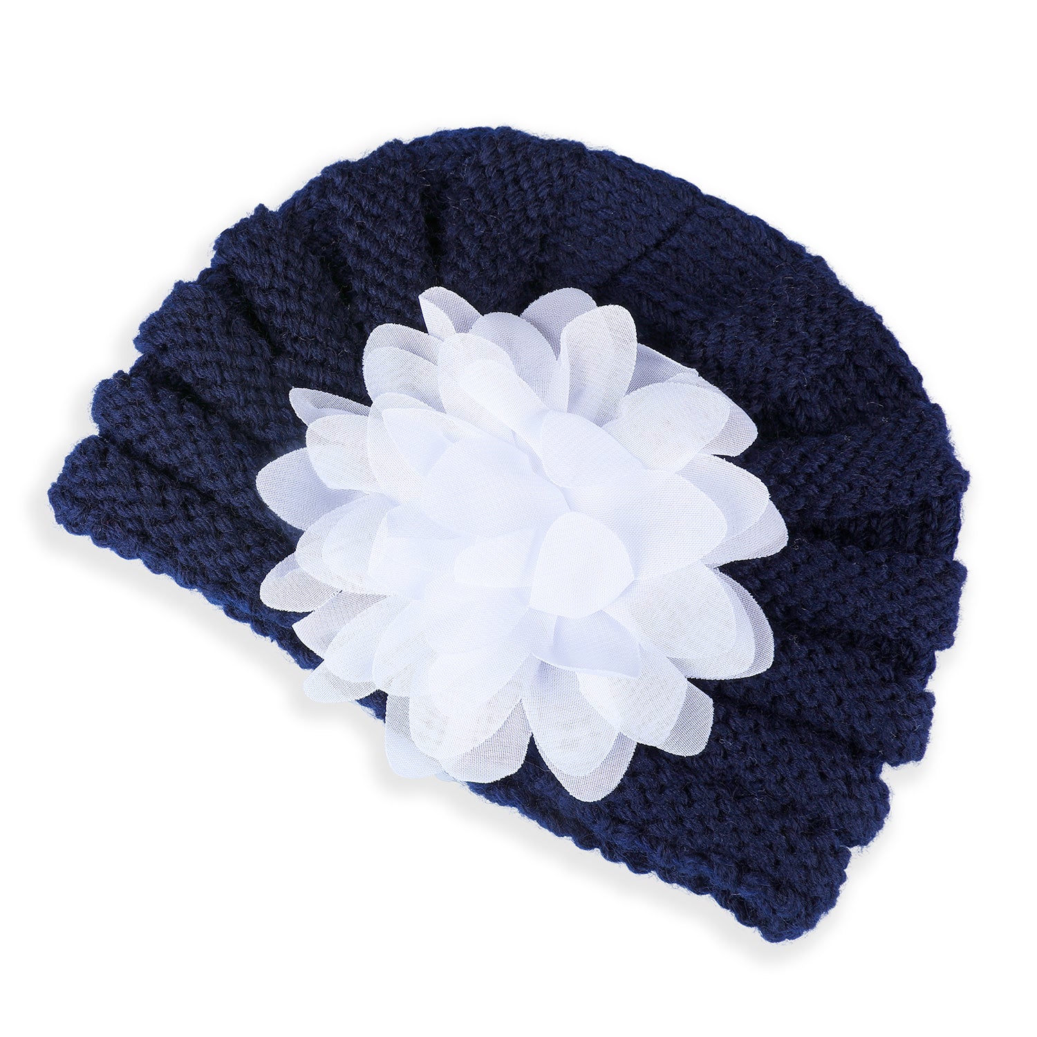 Baby Moo Floral Petals 2 Pack Turban Caps - Pink And Navy Blue - Baby Moo