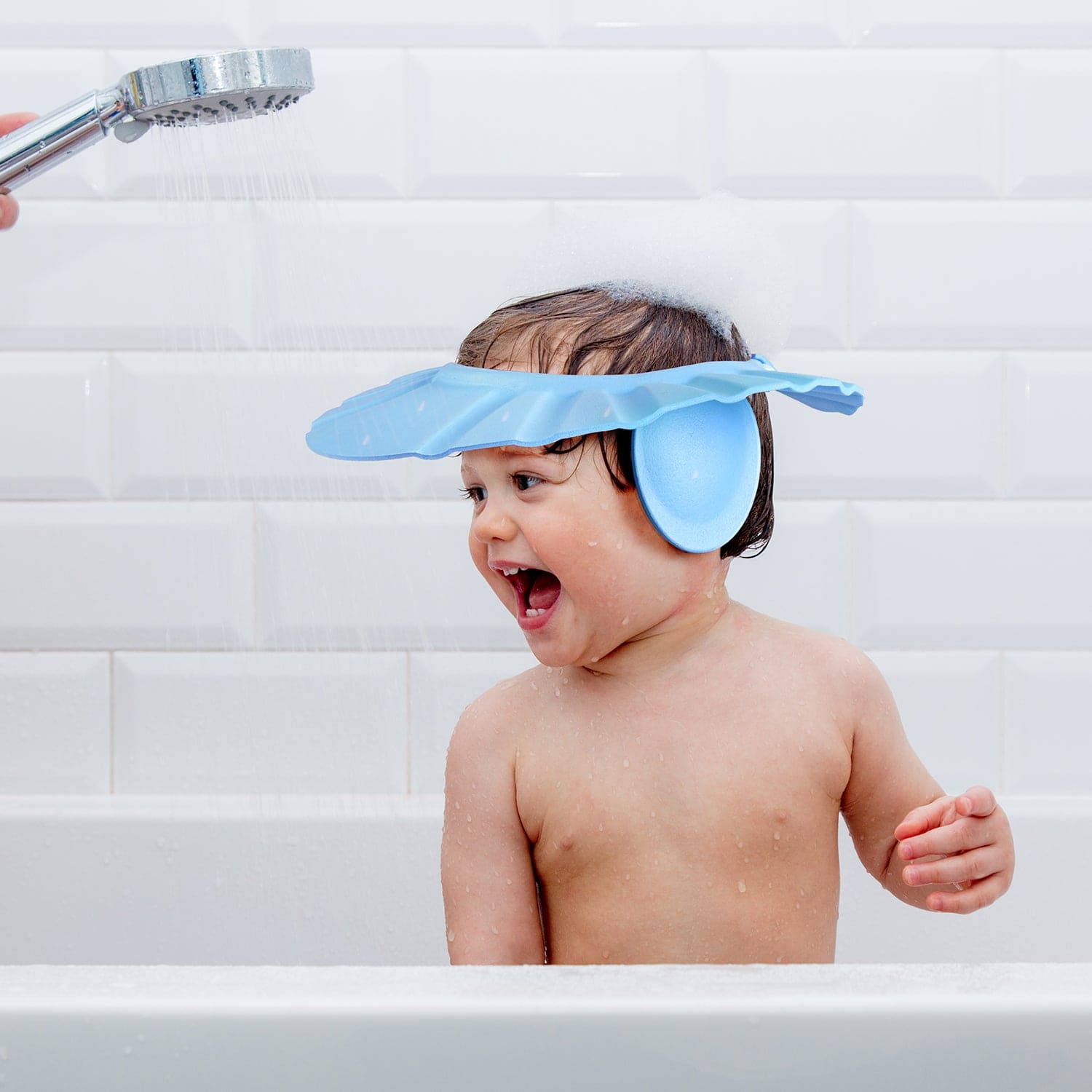 Baby Moo No Tears Safe Adjustable Bathing Shower Cap Pack of 2 - Yellow, Blue