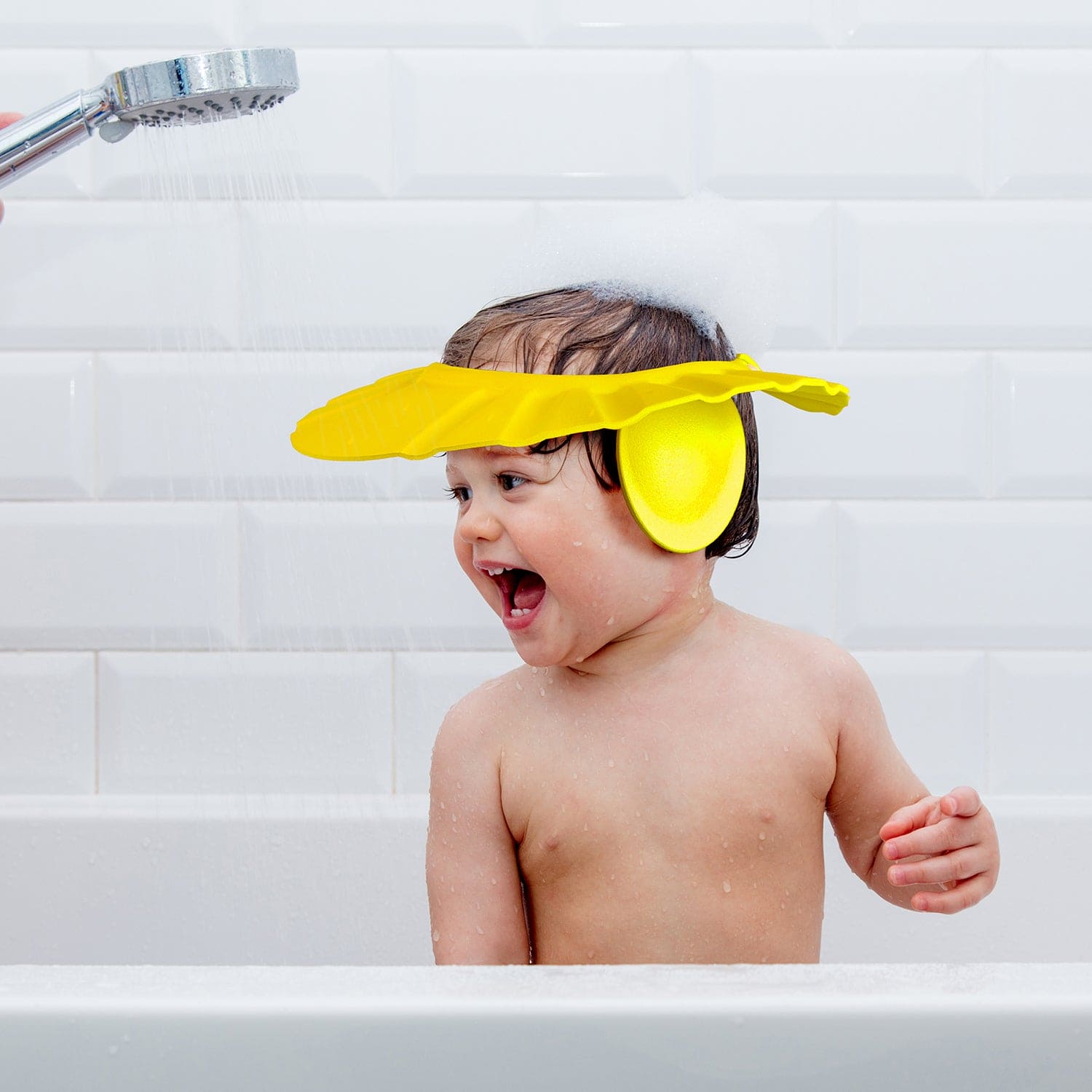 Baby Moo No Tears Safe Adjustable Bathing Shower Cap Pack of 2 - Yellow, Pink