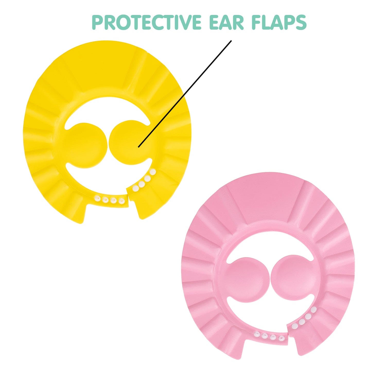 Baby Moo No Tears Safe Adjustable Bathing Shower Cap Pack of 2 - Yellow, Pink