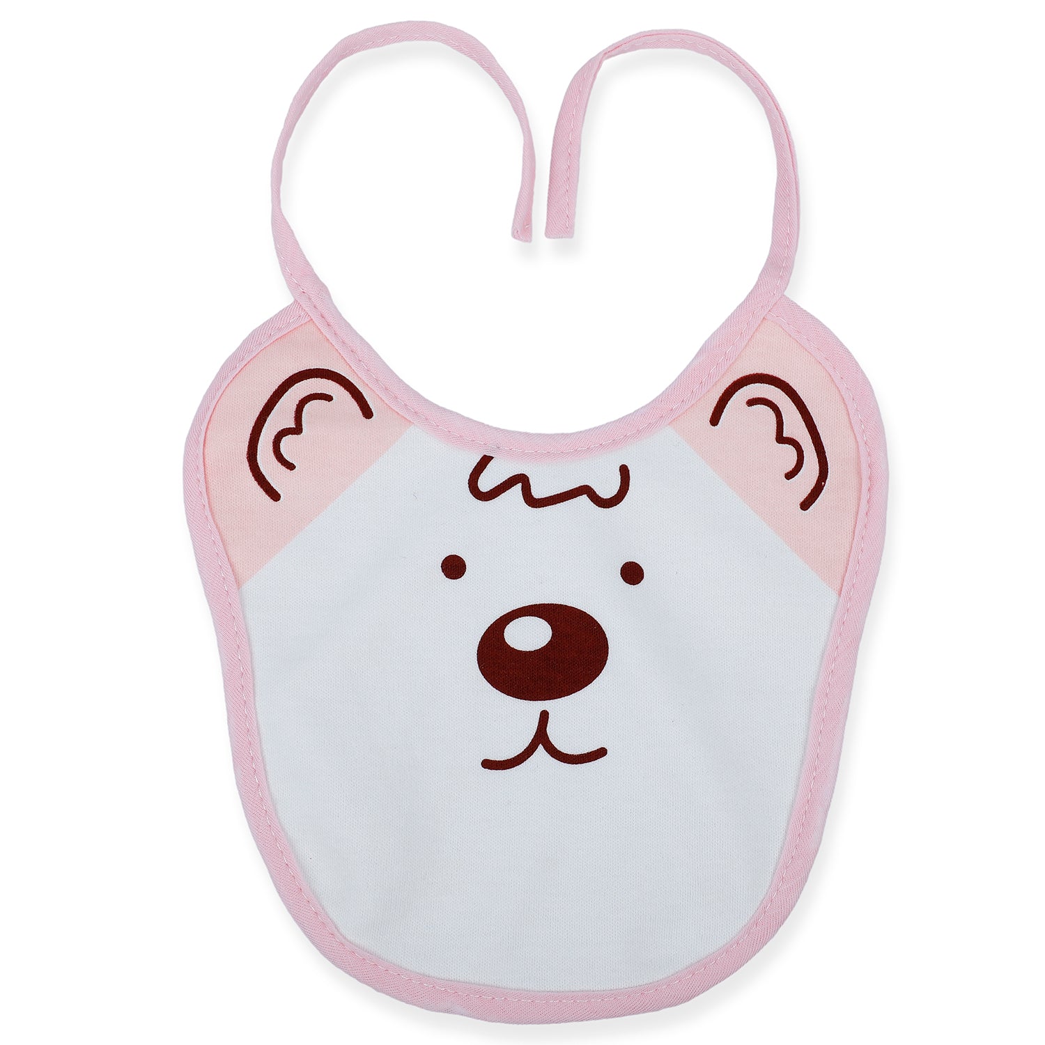 Baby Moo Junior Teddy Pack Of 2 Adjustable Tie Knot Cotton Bibs - Pink