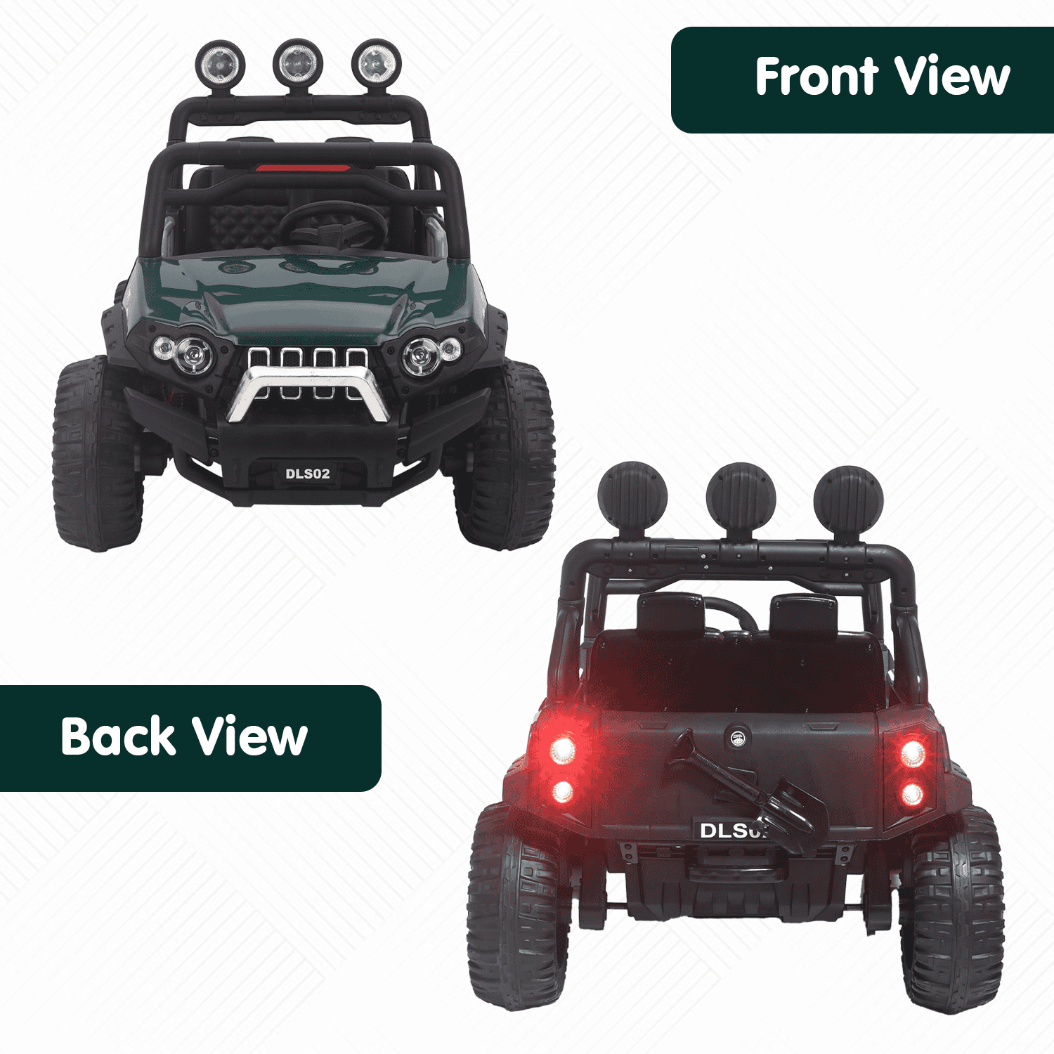 Baby Moo Wrangler 4X4 Battery Operated Electric Ride On Jeep With Rechargeable 12V Battery, Remote Control - Green