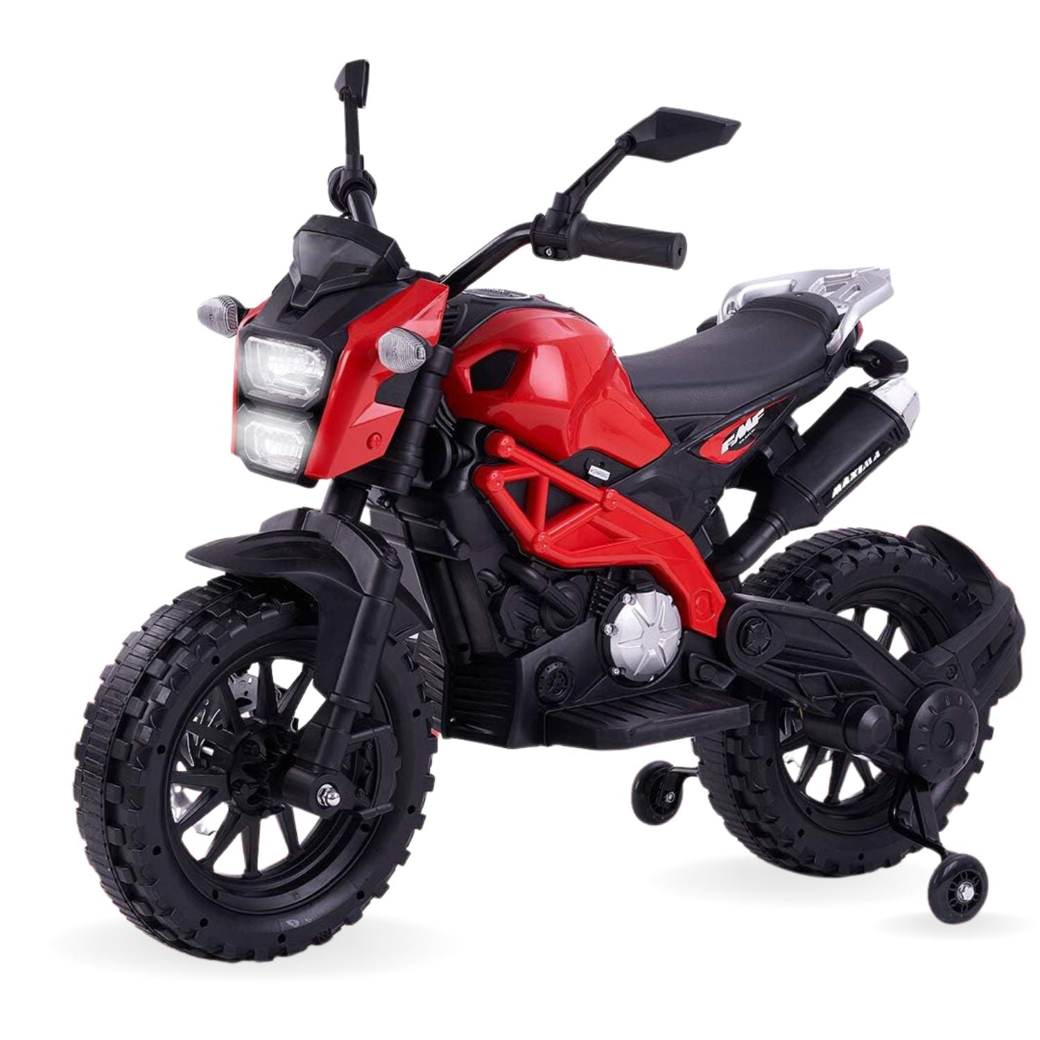 Baby Moo Electric Ride-on Bike for Kids | Battery-Powered Toy with LED Lights, Music, and USB Port | Battery Operated Bike - Red - Baby Moo