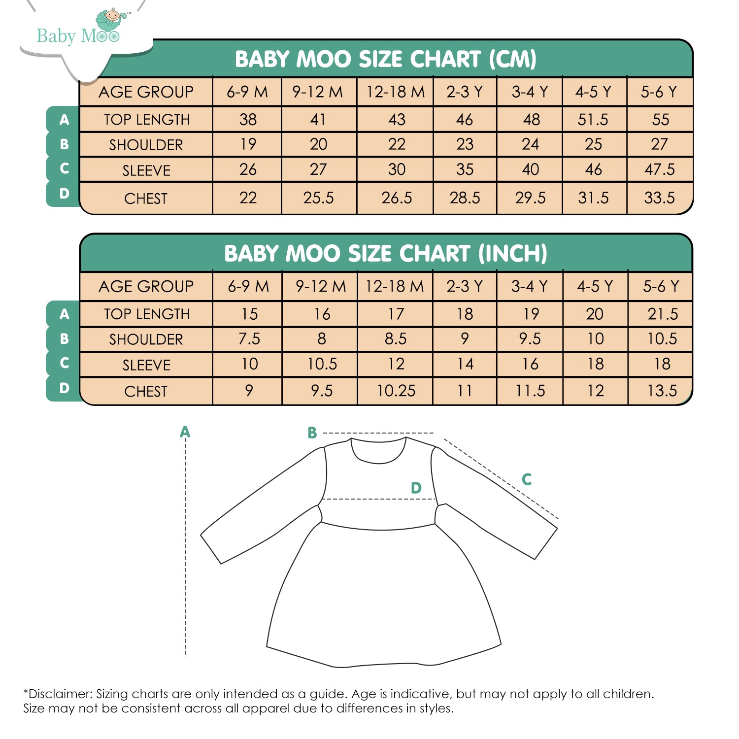 Baby Moo Floral Print Cotton Knee Length Ethnic Dress - Green