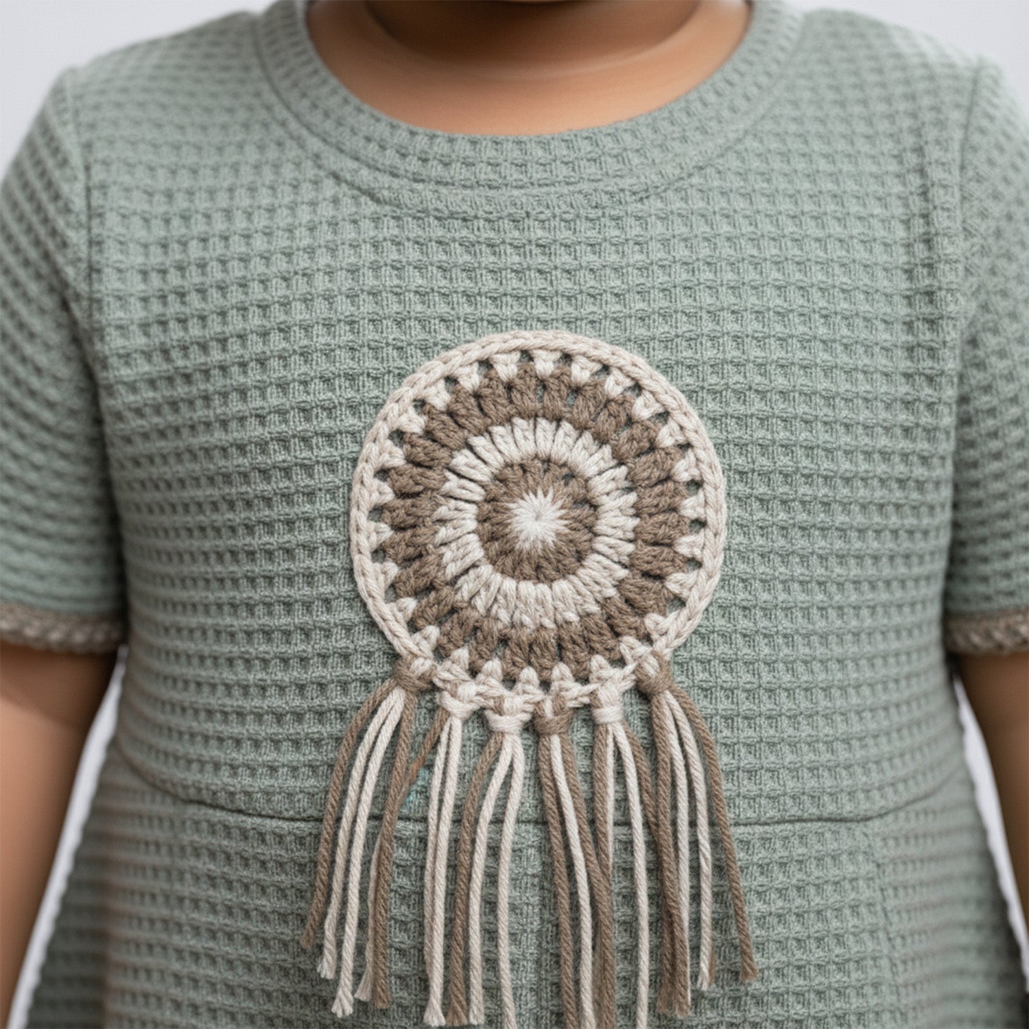 Baby Moo Woven Half Sleeve Embellished Dress - Sea Green