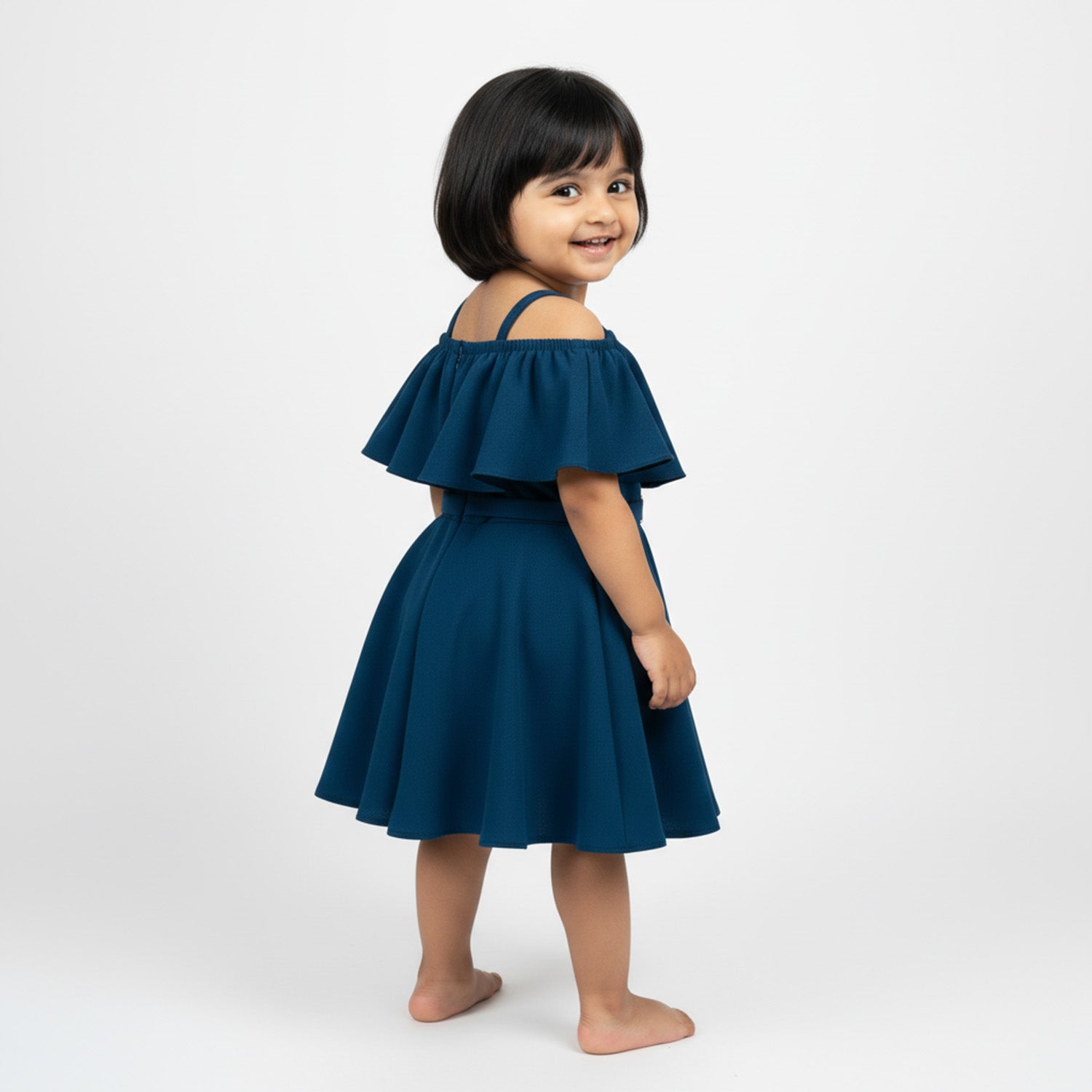 Baby Moo Off Shoulder Sleeves Fit and Flare Party Off Shoulder  Dress - Blue