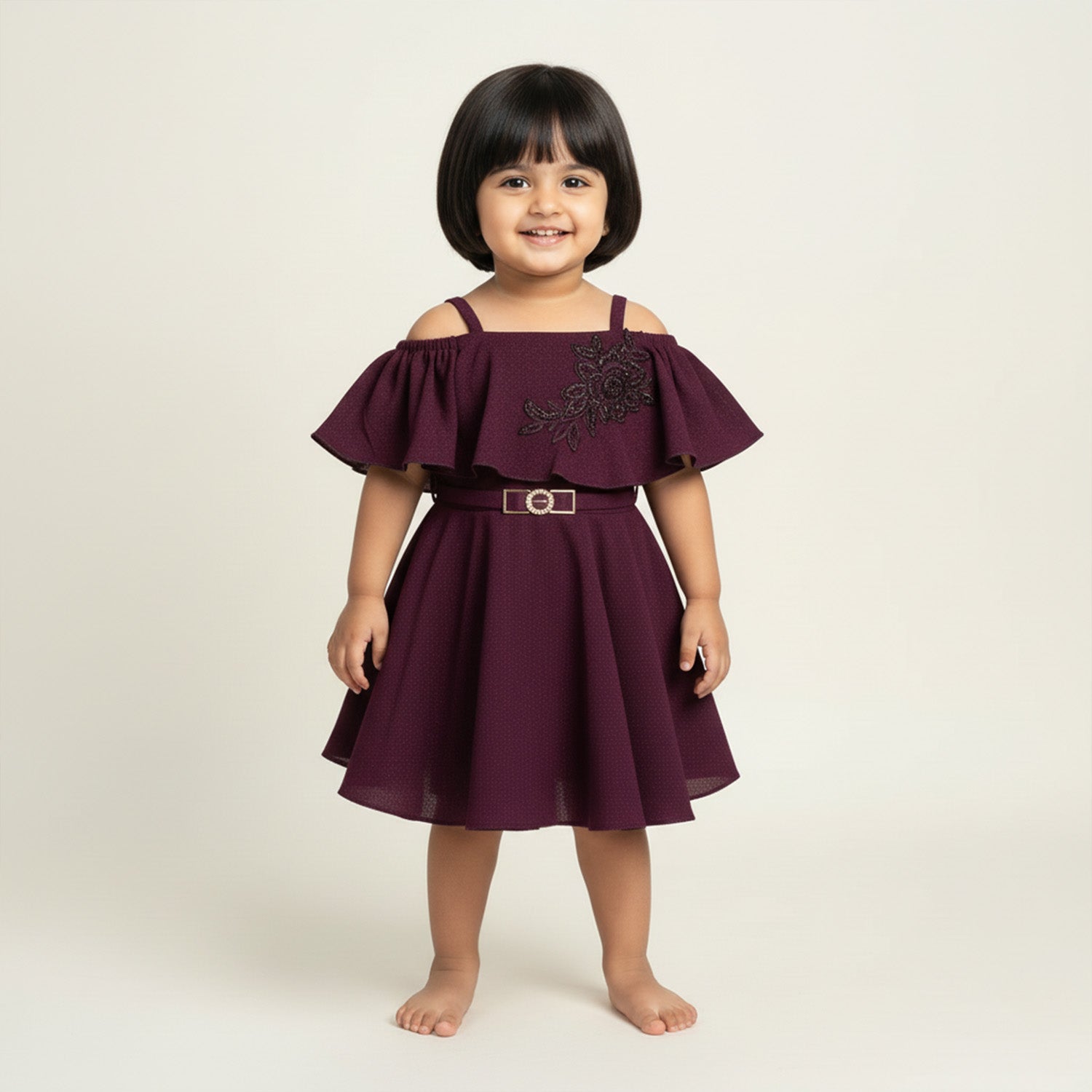 Baby Moo Off Shoulder Sleeves Fit and Flare Party Off Shoulder  Dress - Wine