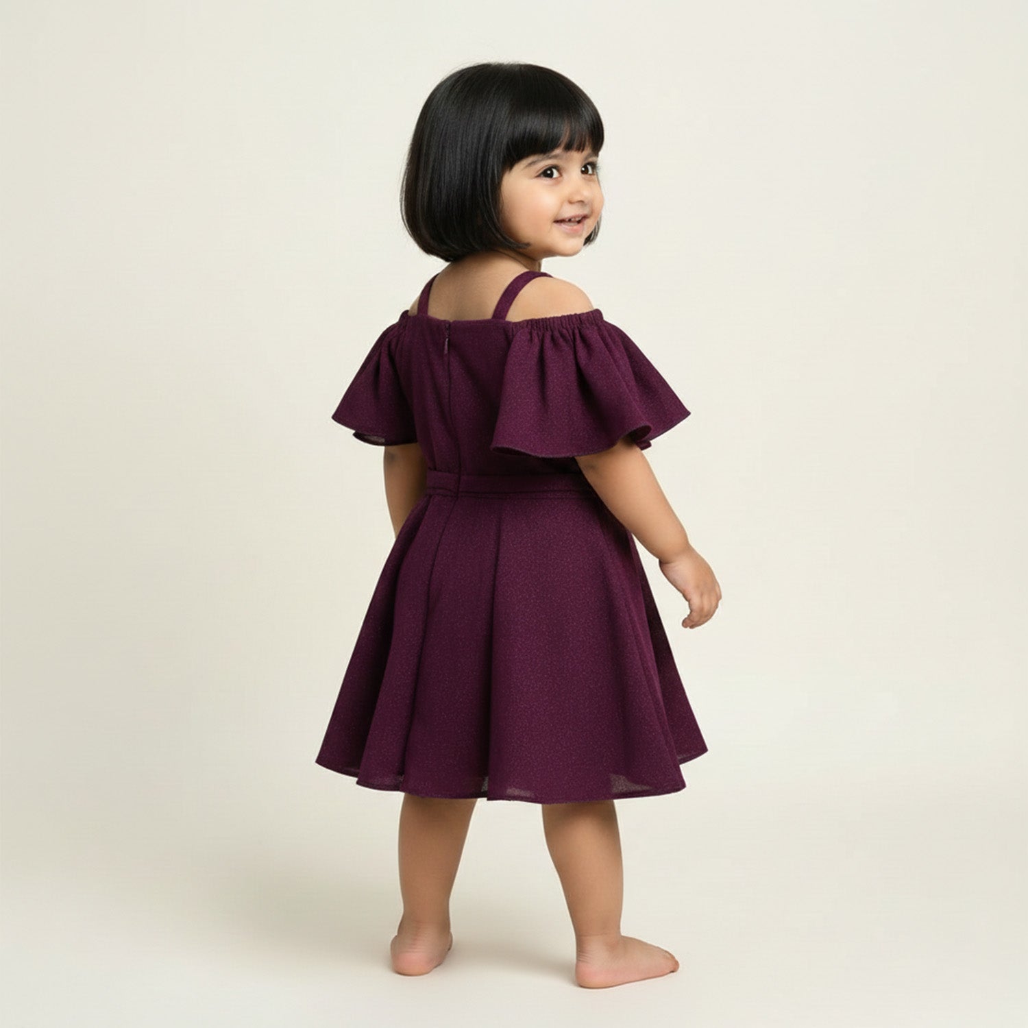 Baby Moo Off Shoulder Sleeves Fit and Flare Party Off Shoulder  Dress - Wine