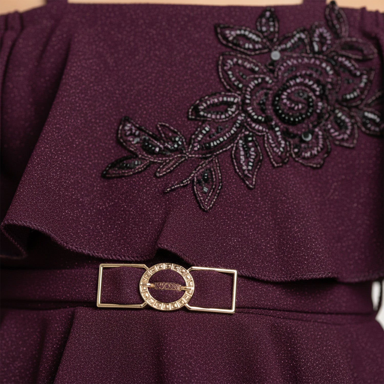 Baby Moo Off Shoulder Sleeves Fit and Flare Party Off Shoulder  Dress - Wine