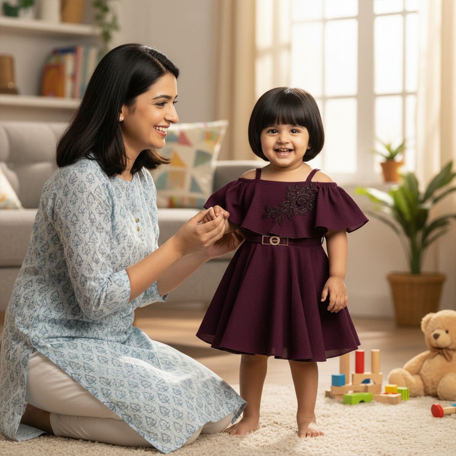 Baby Moo Off Shoulder Sleeves Fit and Flare Party Off Shoulder  Dress - Wine