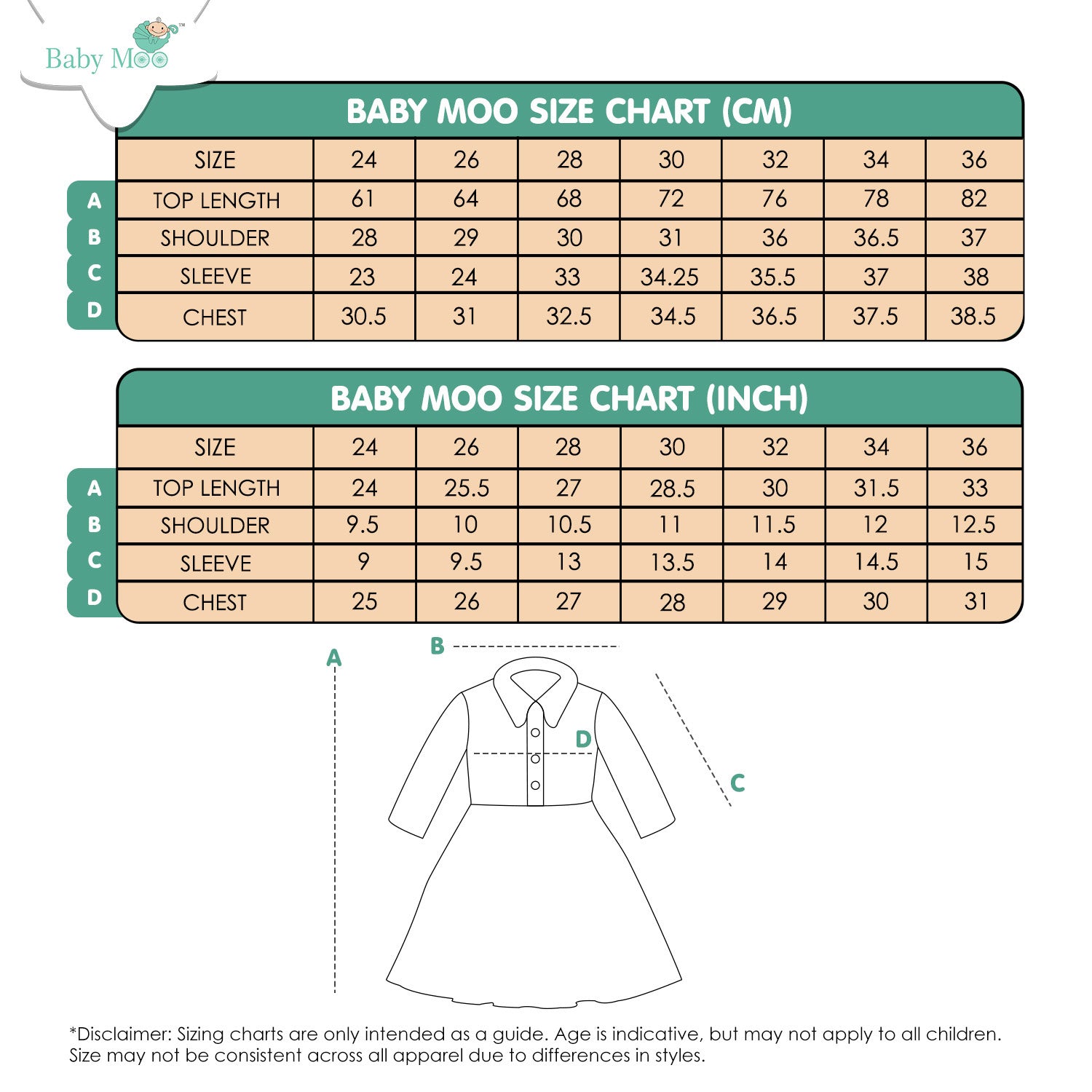 Baby Moo Woven 3/4th Sleeves Solid Coloured Peplum Dress - Brown