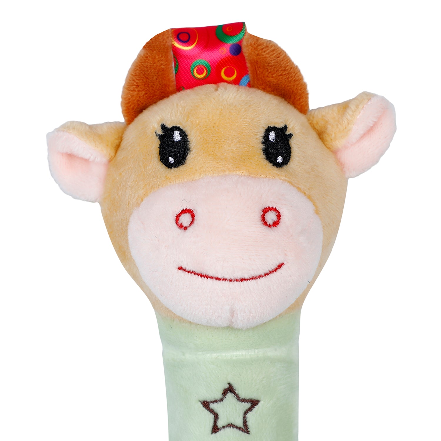 Baby Moo Cow Squeaker Sound Handheld Rattle Toy - Green