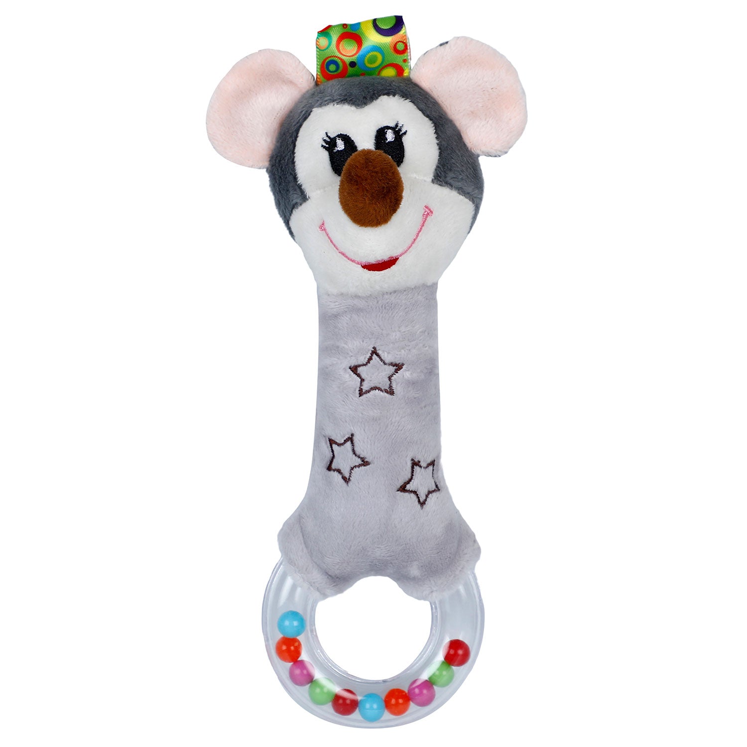 Baby Moo Mischievous Mouse Squeaker Sound Handheld Rattle Toy - Brown