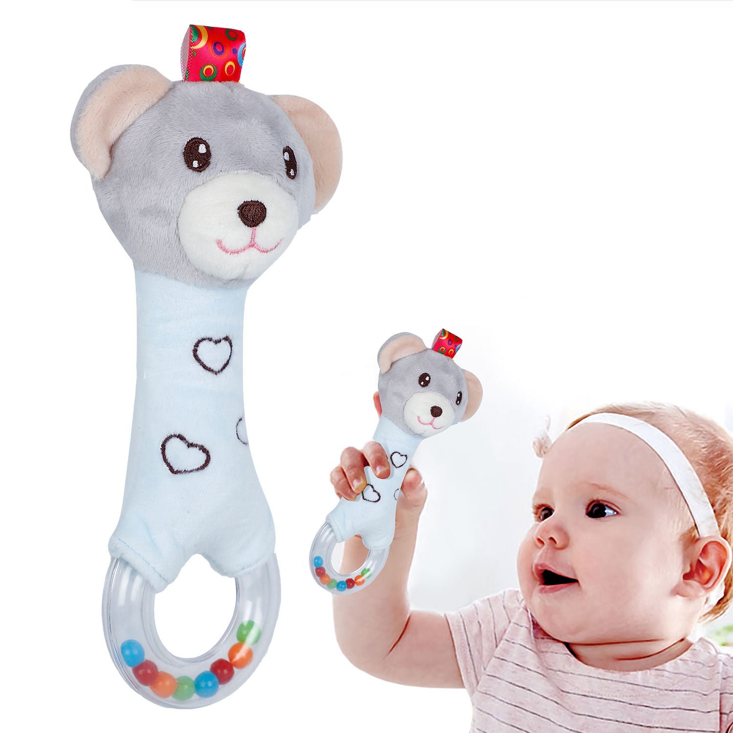 Baby Moo Puppy Love Squeaker Sound Handheld Rattle Toy - Blue