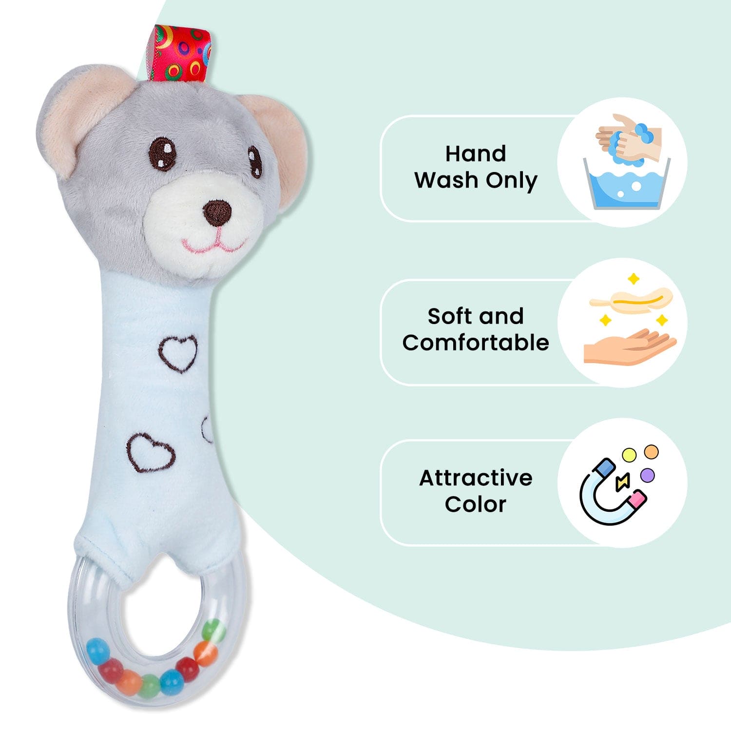 Baby Moo Puppy Love Squeaker Sound Handheld Rattle Toy - Blue