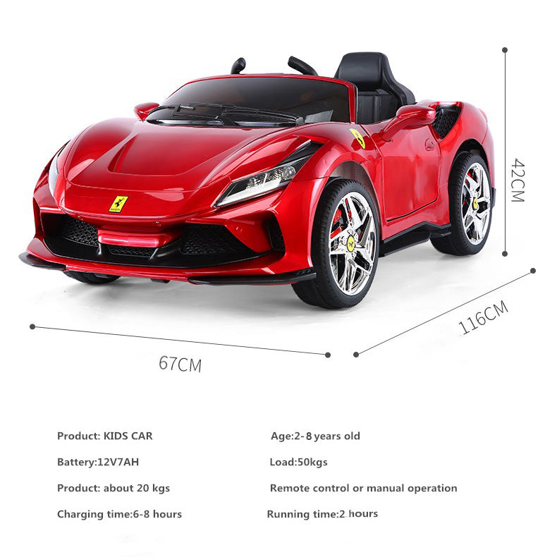 Baby Moo Ferrari F8 12V Battery Operated Ride On Car for Kids | Electric Car with Remote Control | Rechargeable Battery-Powered Toy with LED Lights, Music & USB Port | Age 2-8 - Red