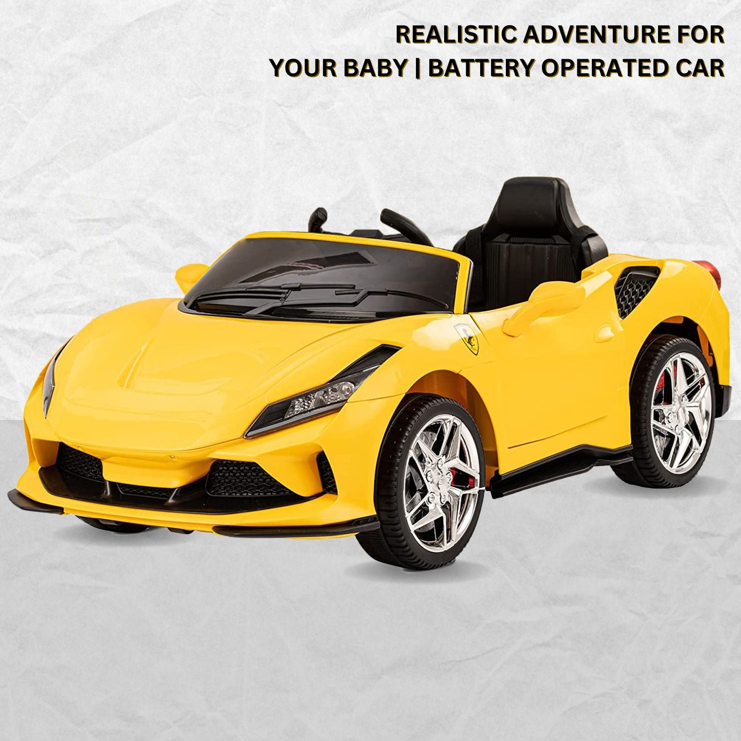 Baby Moo Ferrari F8 12V Battery Operated Ride On Car for Kids | Remote Control | Rechargeable Battery | USB MP3 Player | Ages 2-8 - Yellow - Baby Moo