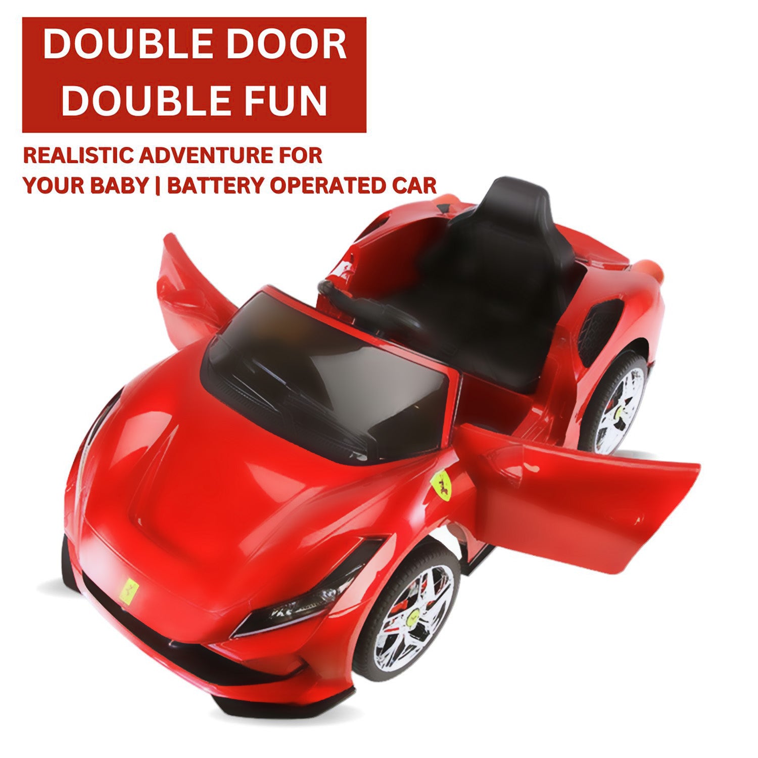 Baby Moo Ferrari F8 12V Battery Operated Ride On Car for Kids | Remote Control | Rechargeable Battery | USB MP3 Player | Ages 2-8 - Red - Baby Moo