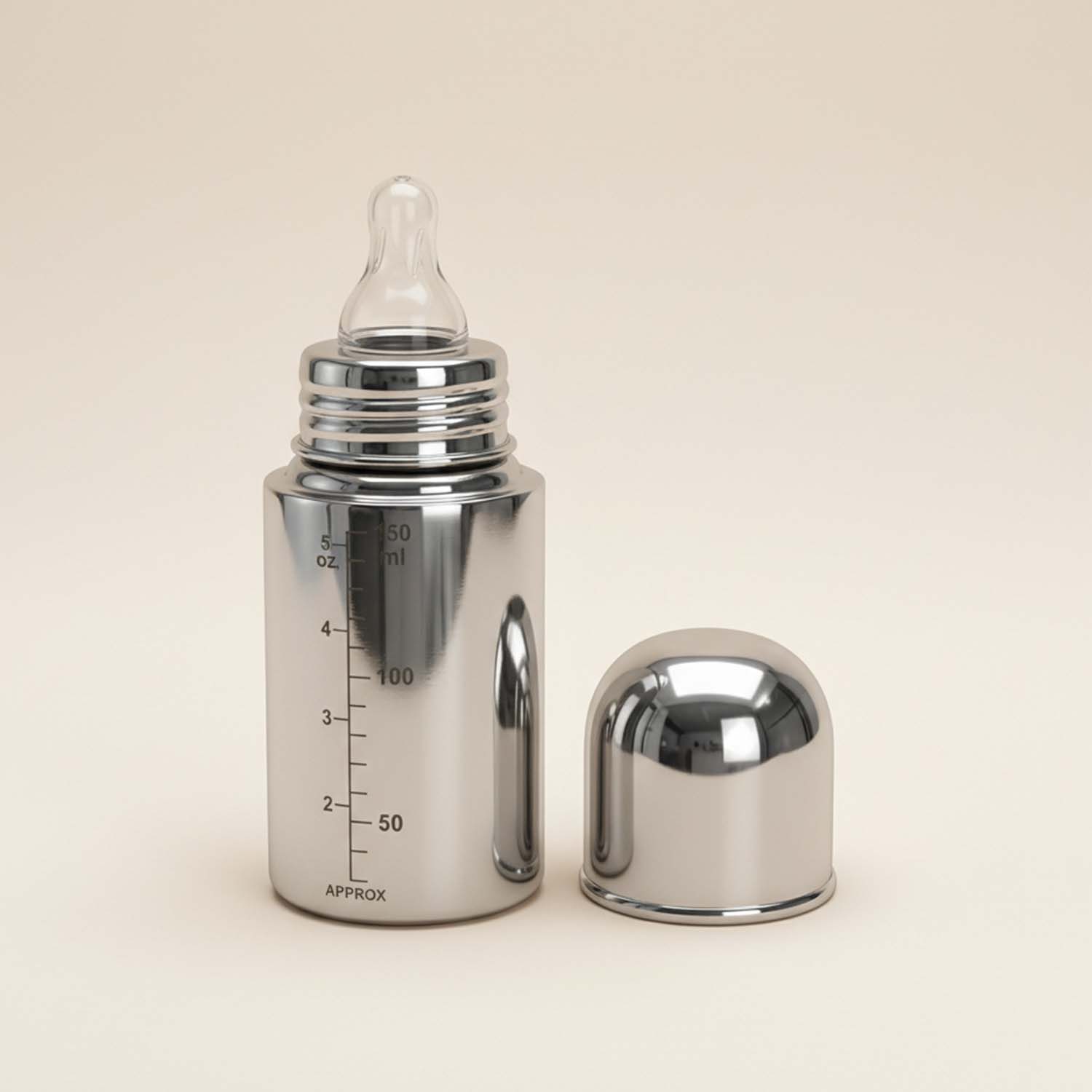 Baby Moo Stainless Steel Feeding Bottle Silver 150 ml